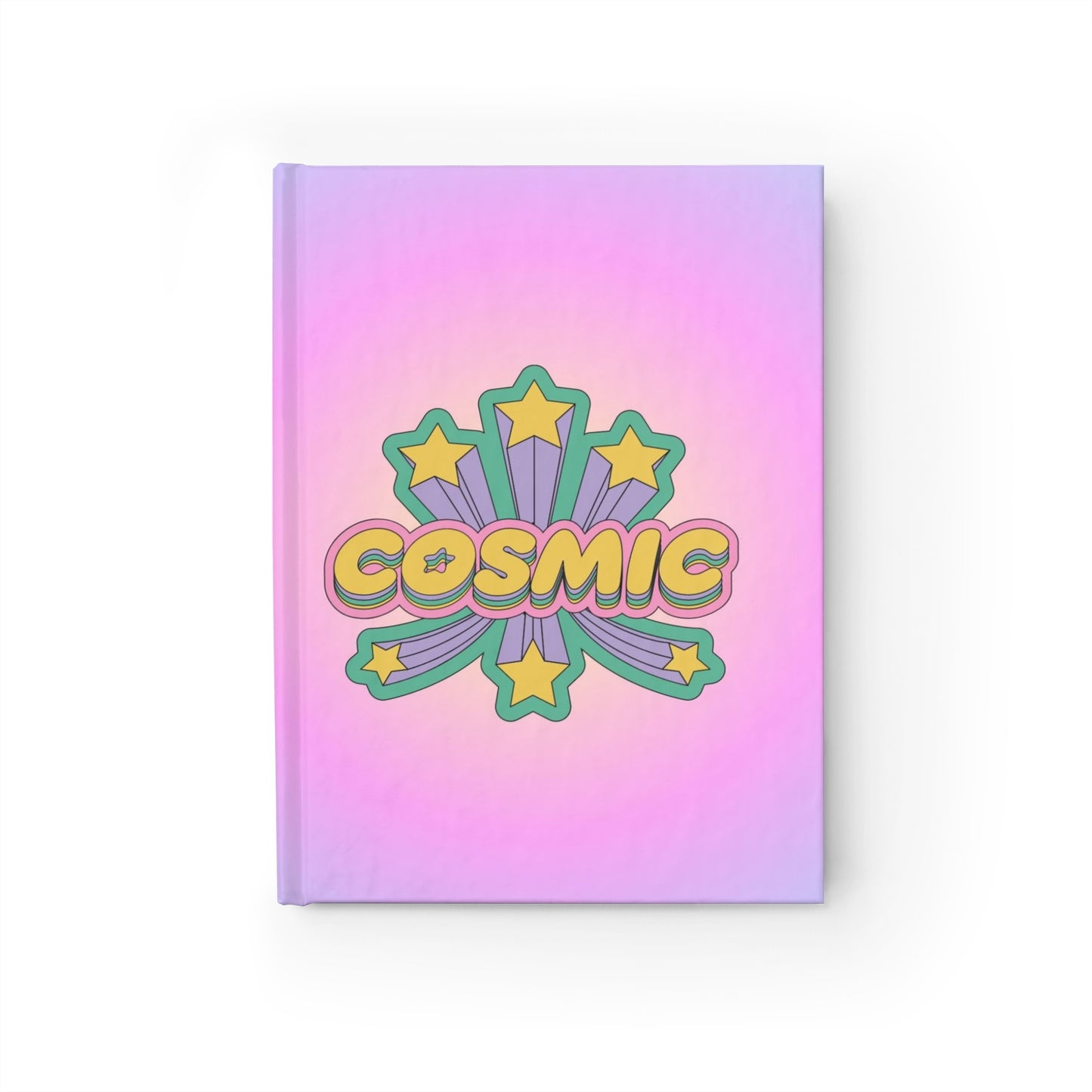 Cosmic Stars Hardback Journal — Pink Pastel Ruled Notebook