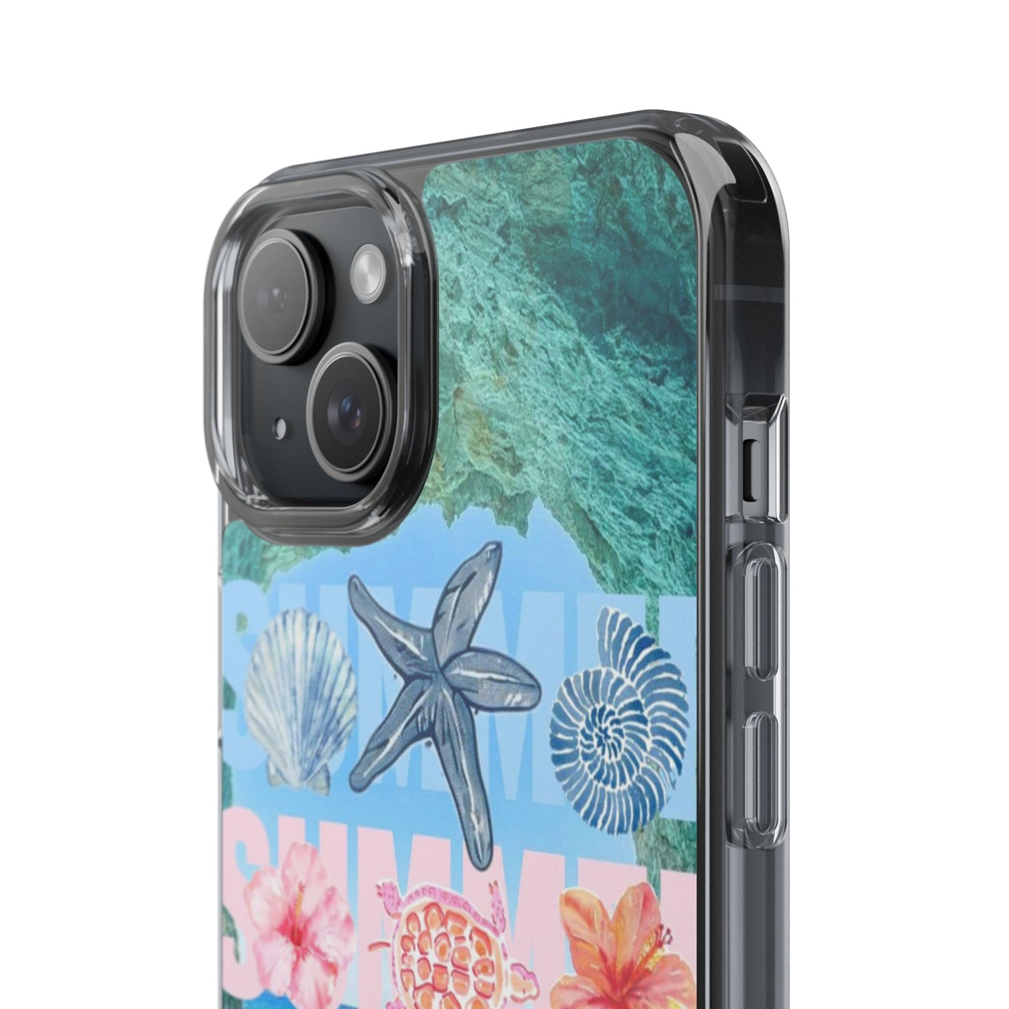 Clear Summer Beach Phone Case — Impact‑Resistant Tropical Design