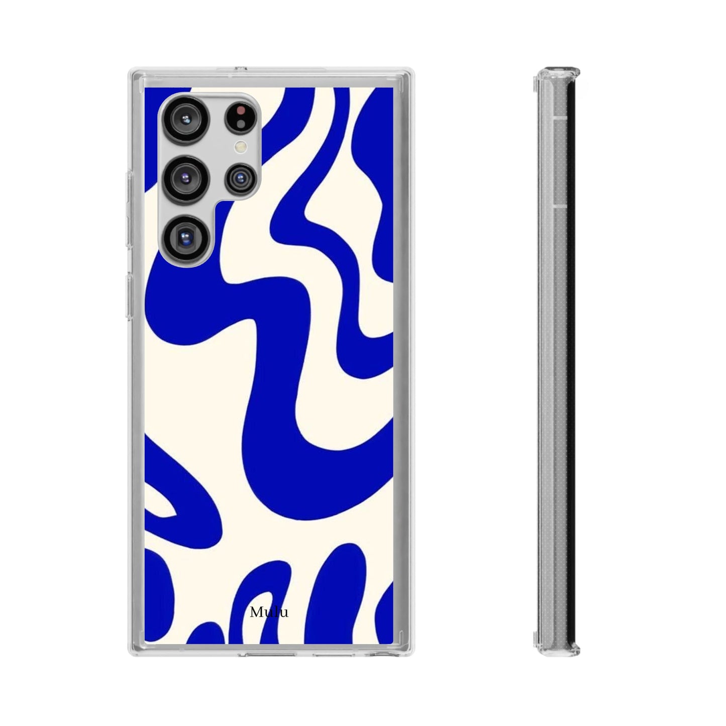 Clear Impact-Resistant Case — Blue Abstract Wavy Pattern