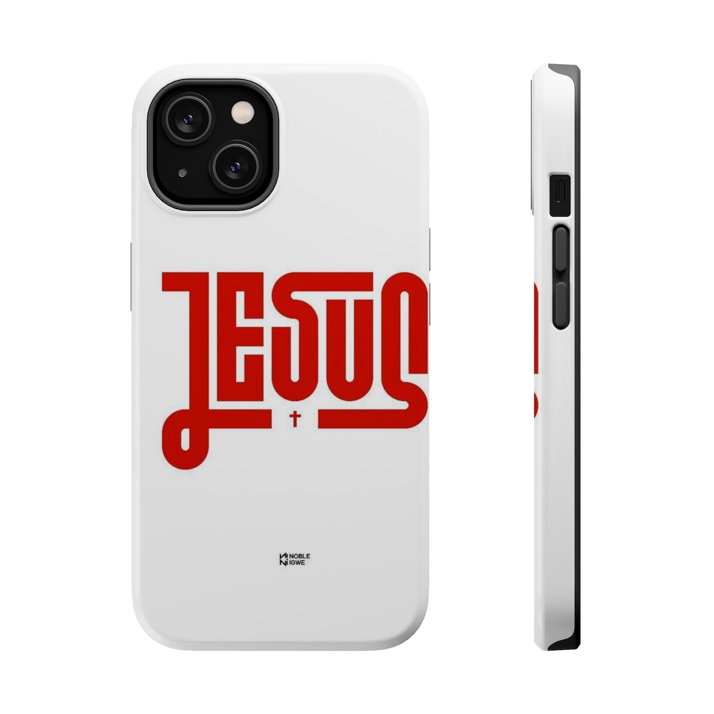 Jesus Magnetic Impact‑Resistant Phone Case — Bold Red Script Christian iPhone Cover