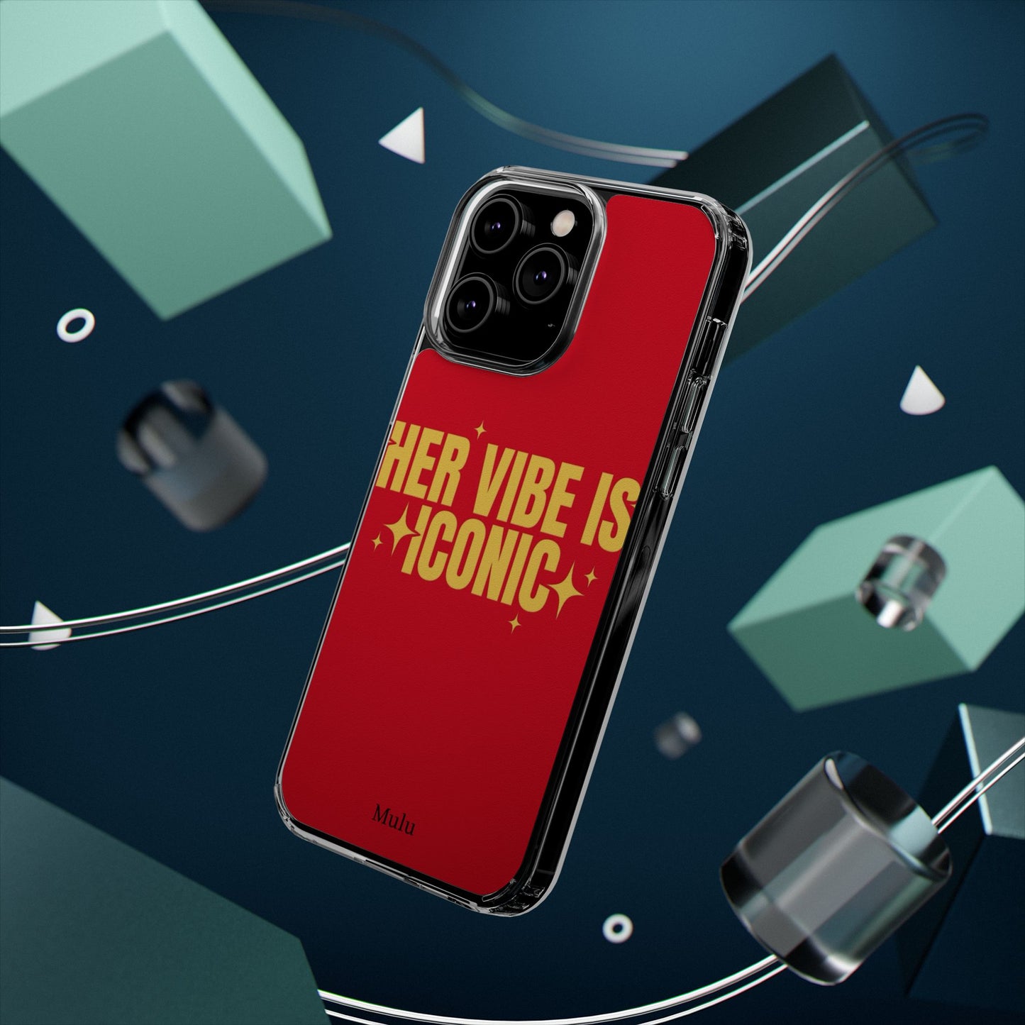 Clear Impact-Resistant Phone Case — "Her Vibe Is Iconic" Red Protective Cover