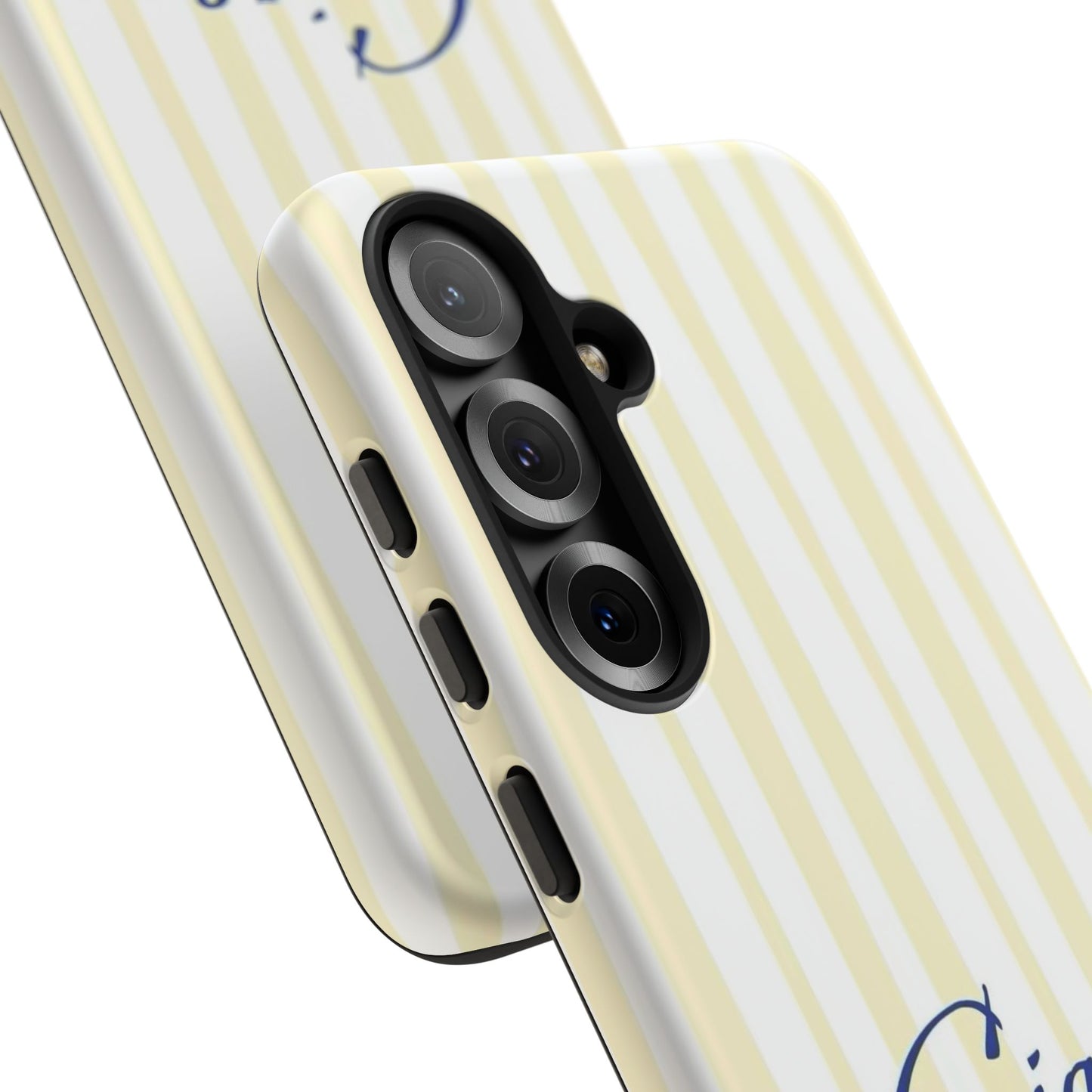 Ciao Bella Phone Case – Striped Elegant Italian Script Protective Cover
