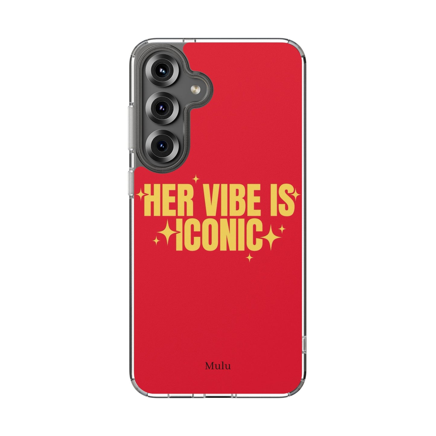 Clear Impact-Resistant Phone Case — "Her Vibe Is Iconic" Red Protective Cover