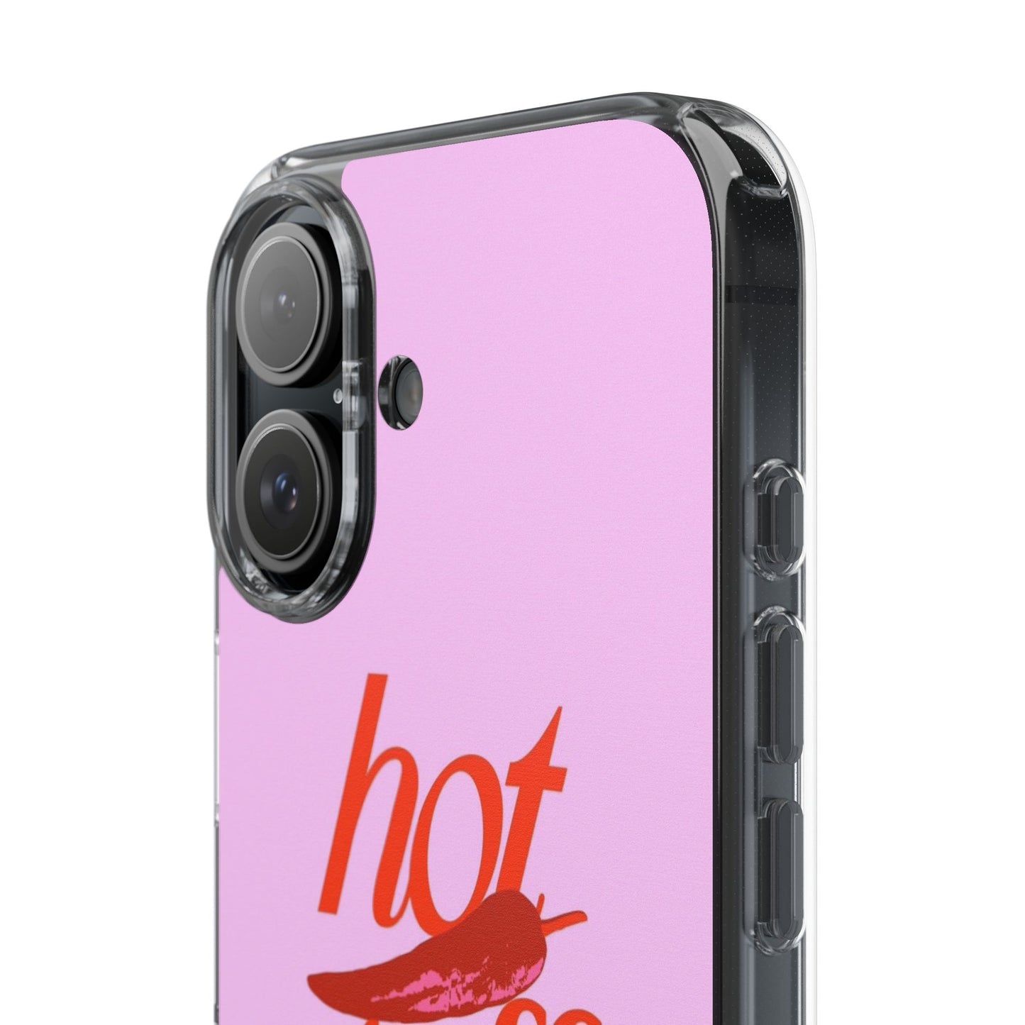 Hot Stuff Clear Impact Phone Case — Pink Retro Typography iPhone Cover