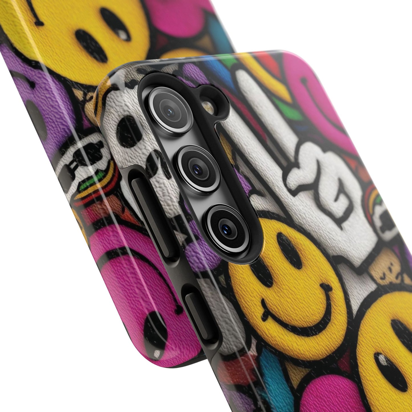 Smiley Graffiti Tough Phone Case – Colorful Urban Art Protection