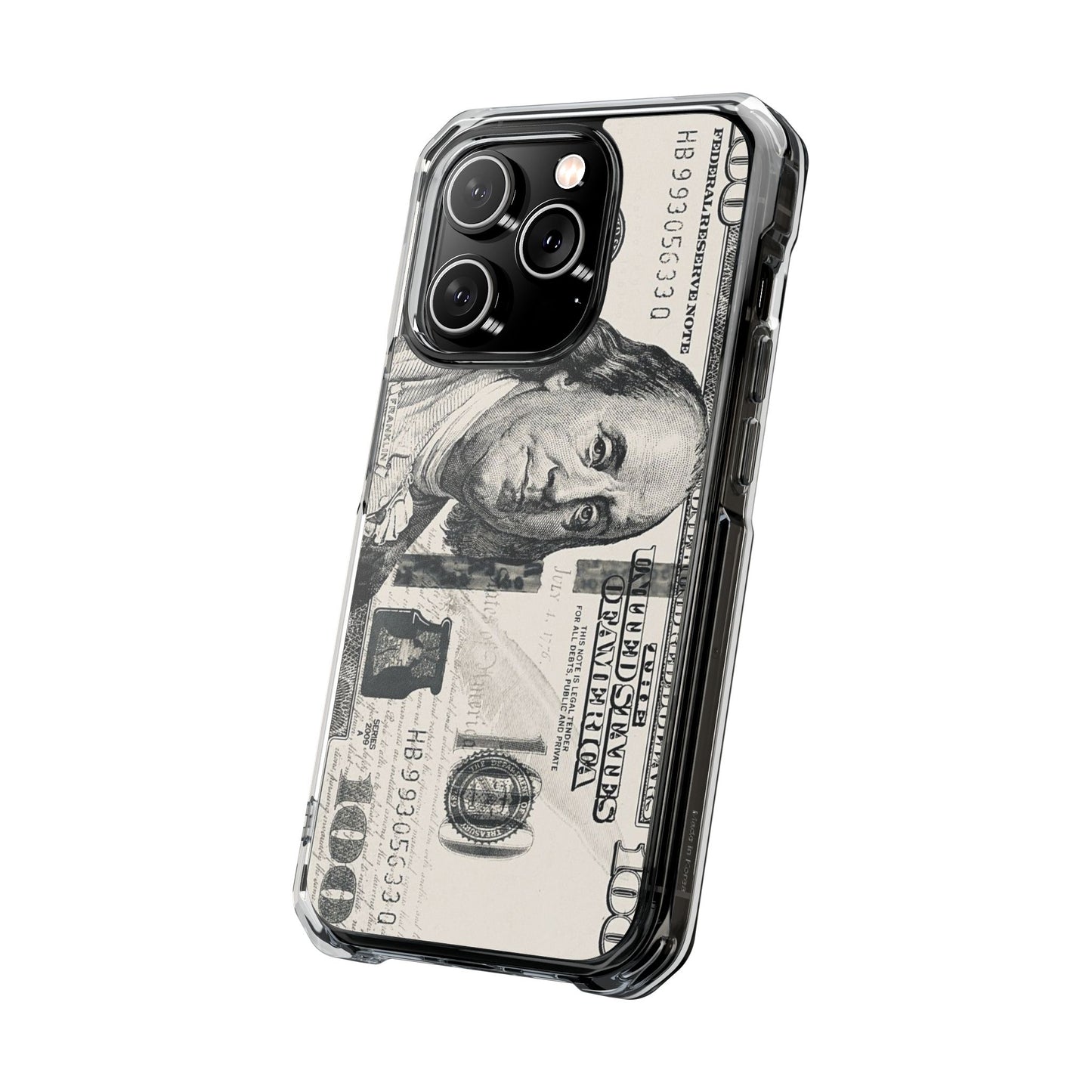Clear Magnetic Phone Case — Hundred Dollar Bill Design
