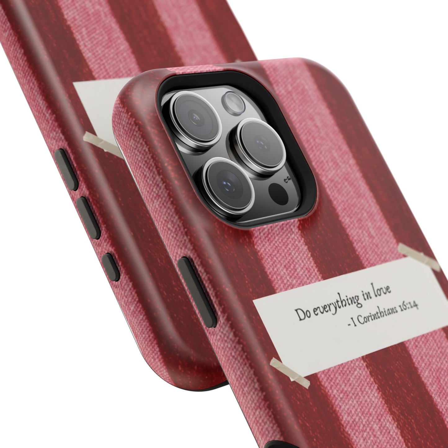 Christian Quote Red Stripe Phone Case — “Do everything in love” Magnetic Impact-Resistant Case