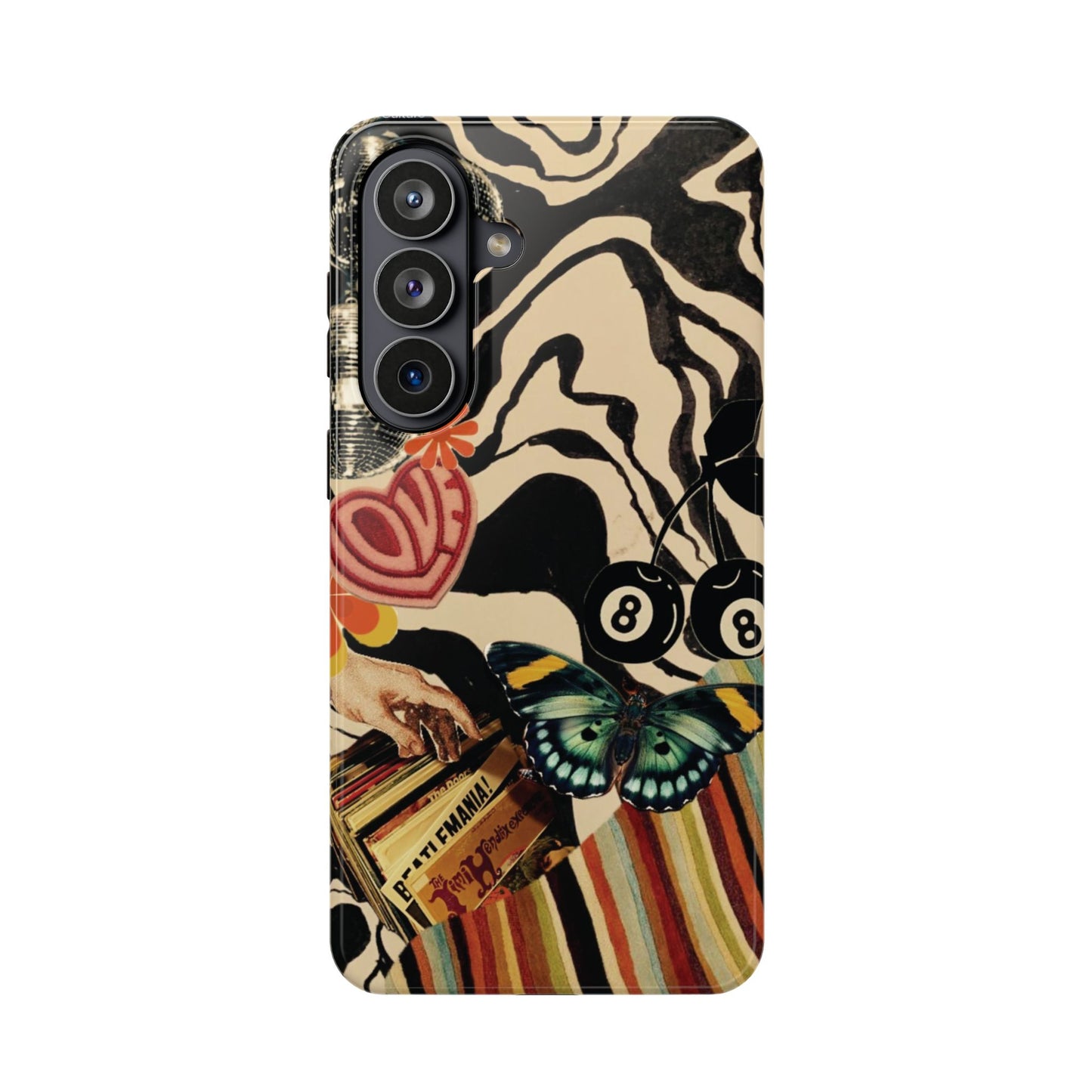 Phone Case — Retro Collage Magnetic Impact-Resistant Case with Butterfly & Zebra Print