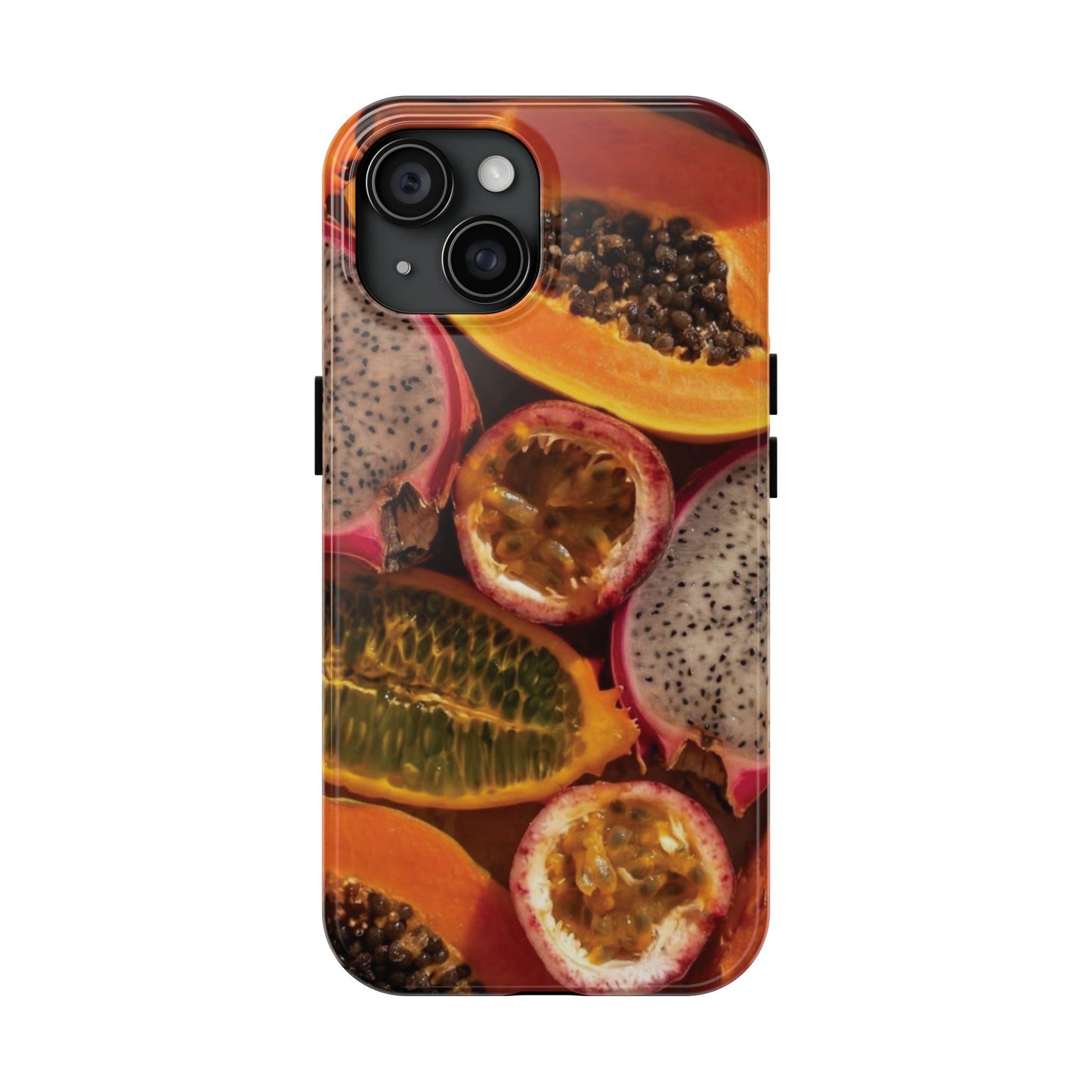 Tropical Fruit Tough Phone Case — Papaya & Dragon Fruit Design