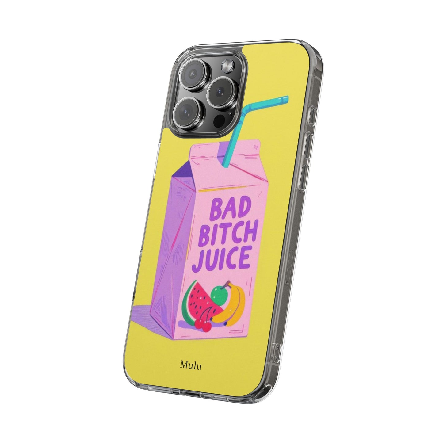Clear Impact-Resistant Phone Case — "Bad Bitch Juice" Cartoon Juice Box Design