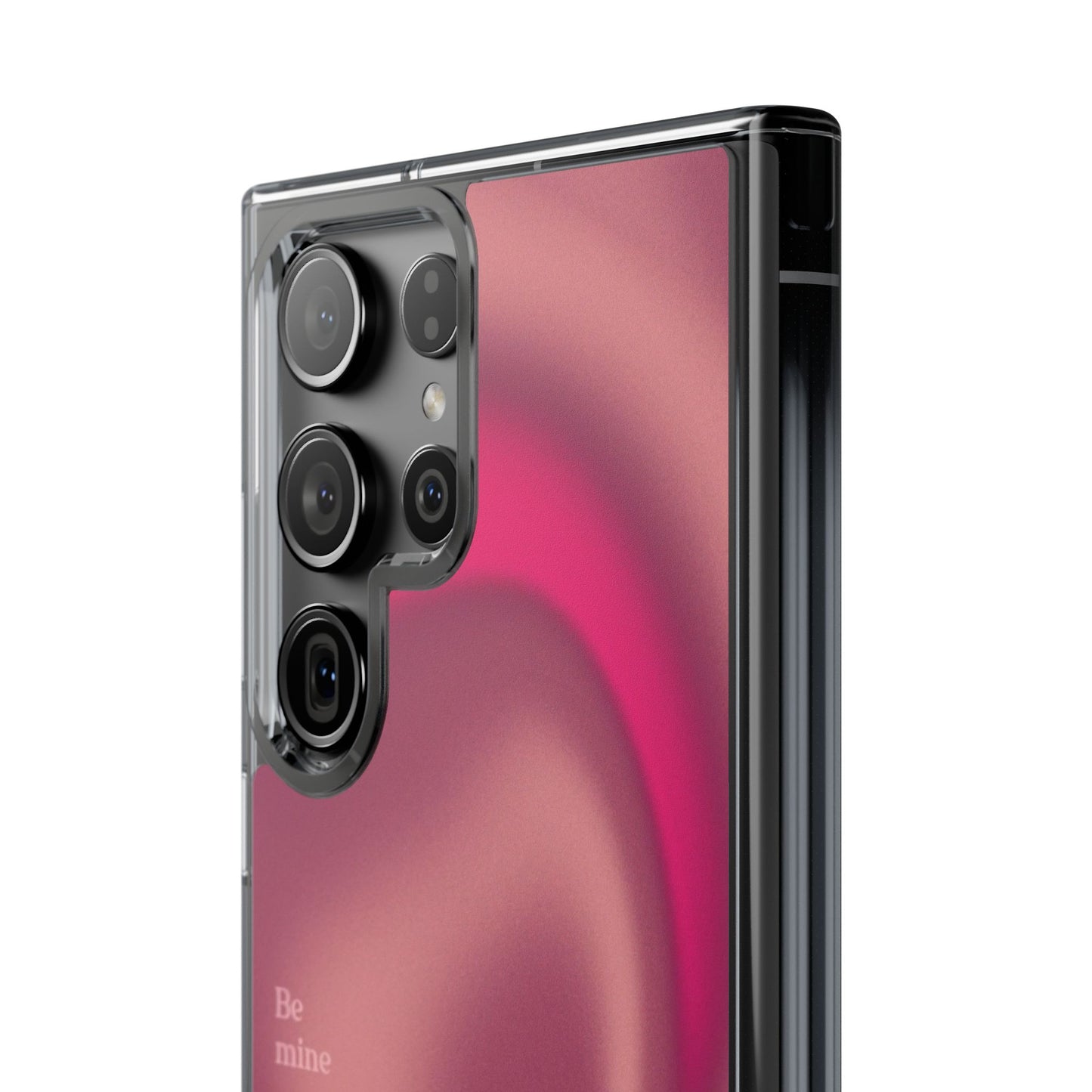 Clear Impact Phone Case — Pink Satin Swirl "Be mine" Design