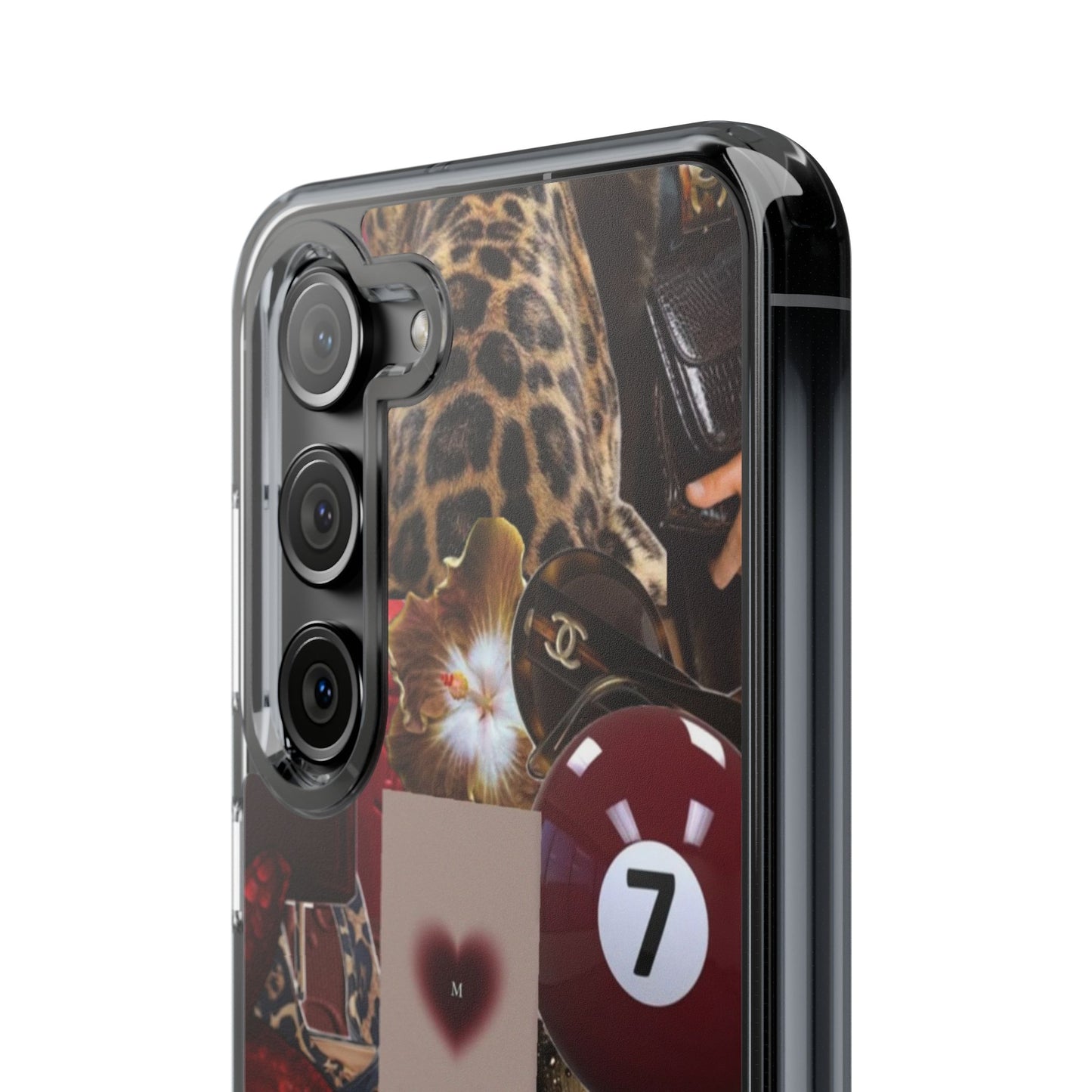 Clear Impact-Resistant Phone Case — Retro Cherry Collage Design
