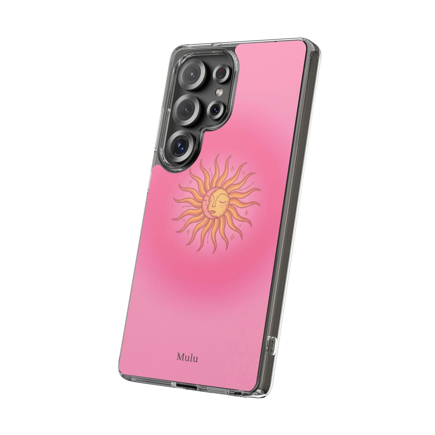 Pink Sun Phone Case — Radiant Sunburst Impact-Resistant Clear Case