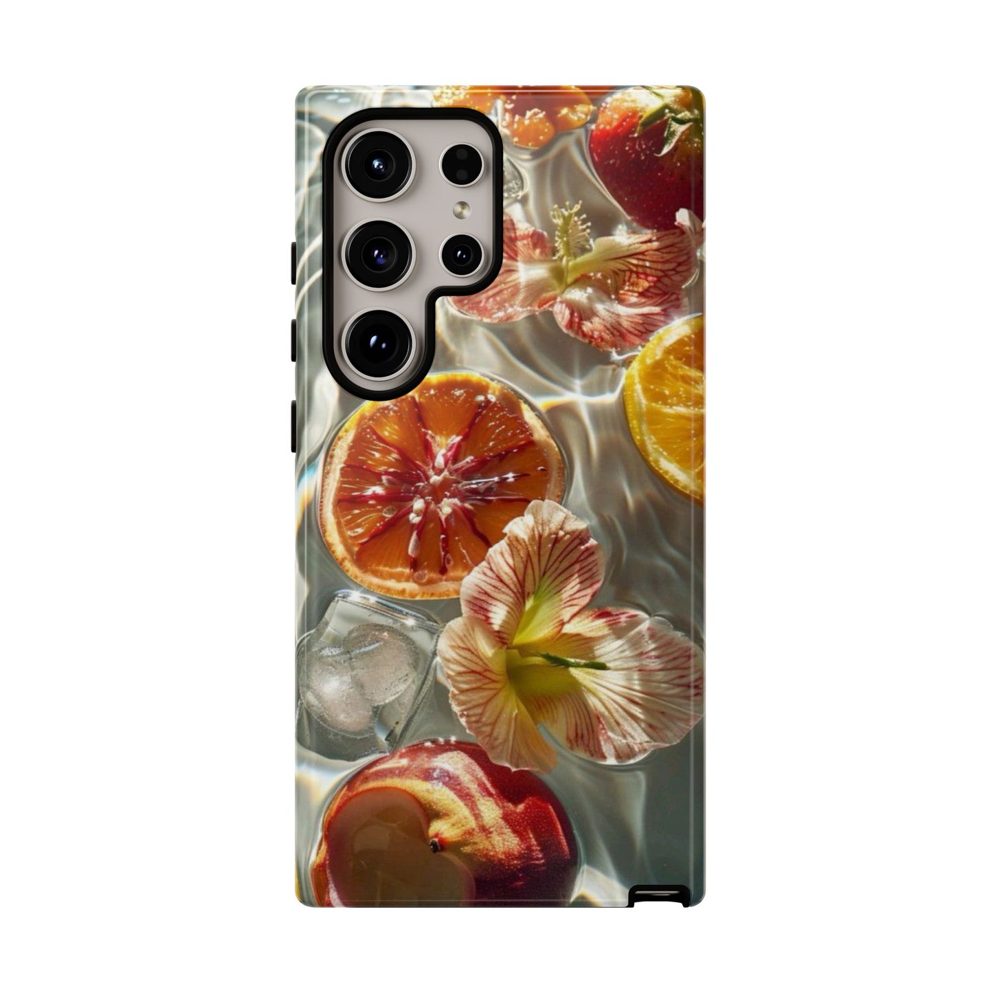 Citrus & Hibiscus Protective Phone Case – Summer Fruit Water Print Tough Case