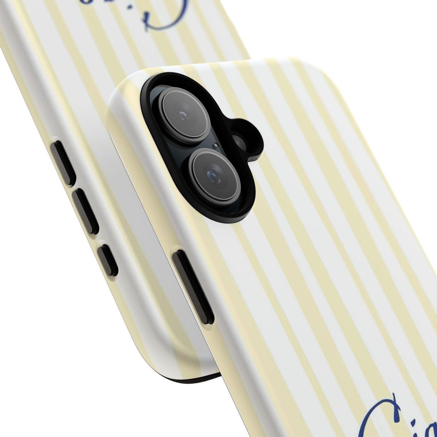 Ciao Bella Phone Case – Striped Elegant Italian Script Protective Cover