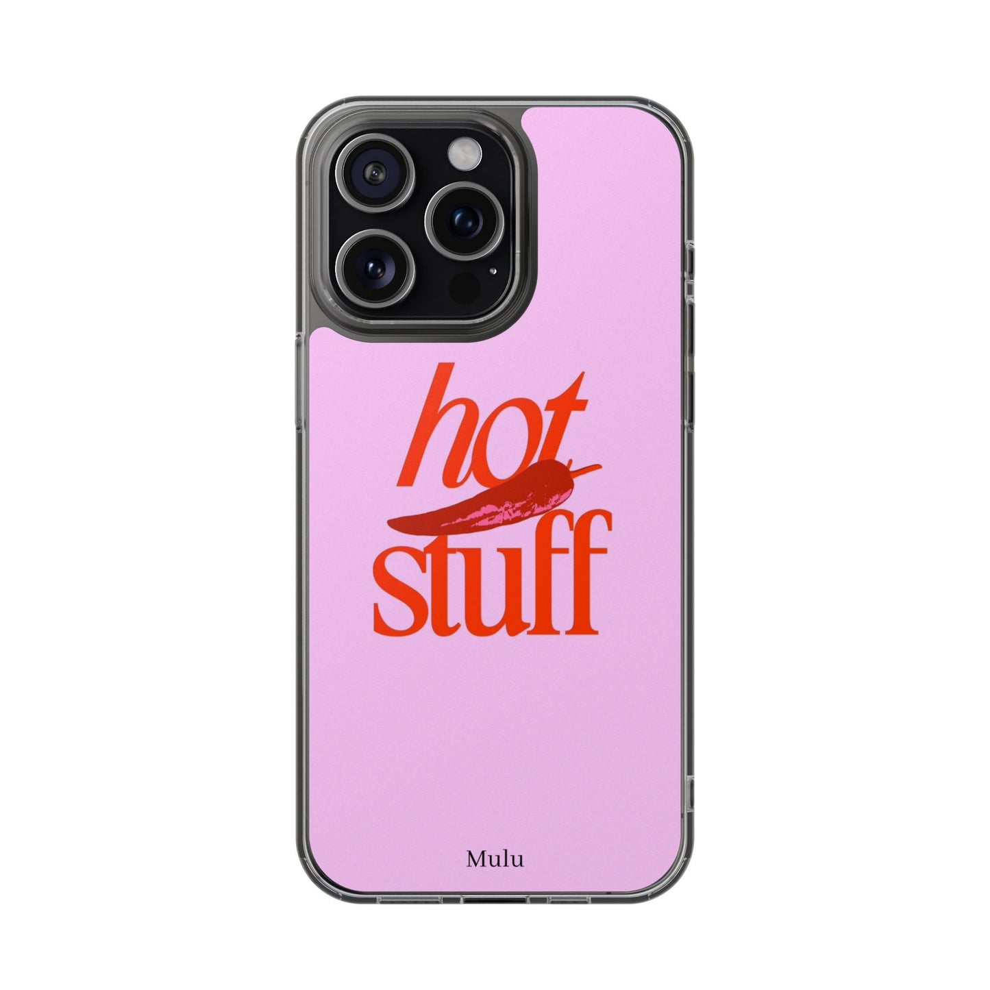 Hot Stuff Clear Impact Phone Case — Pink Retro Typography iPhone Cover