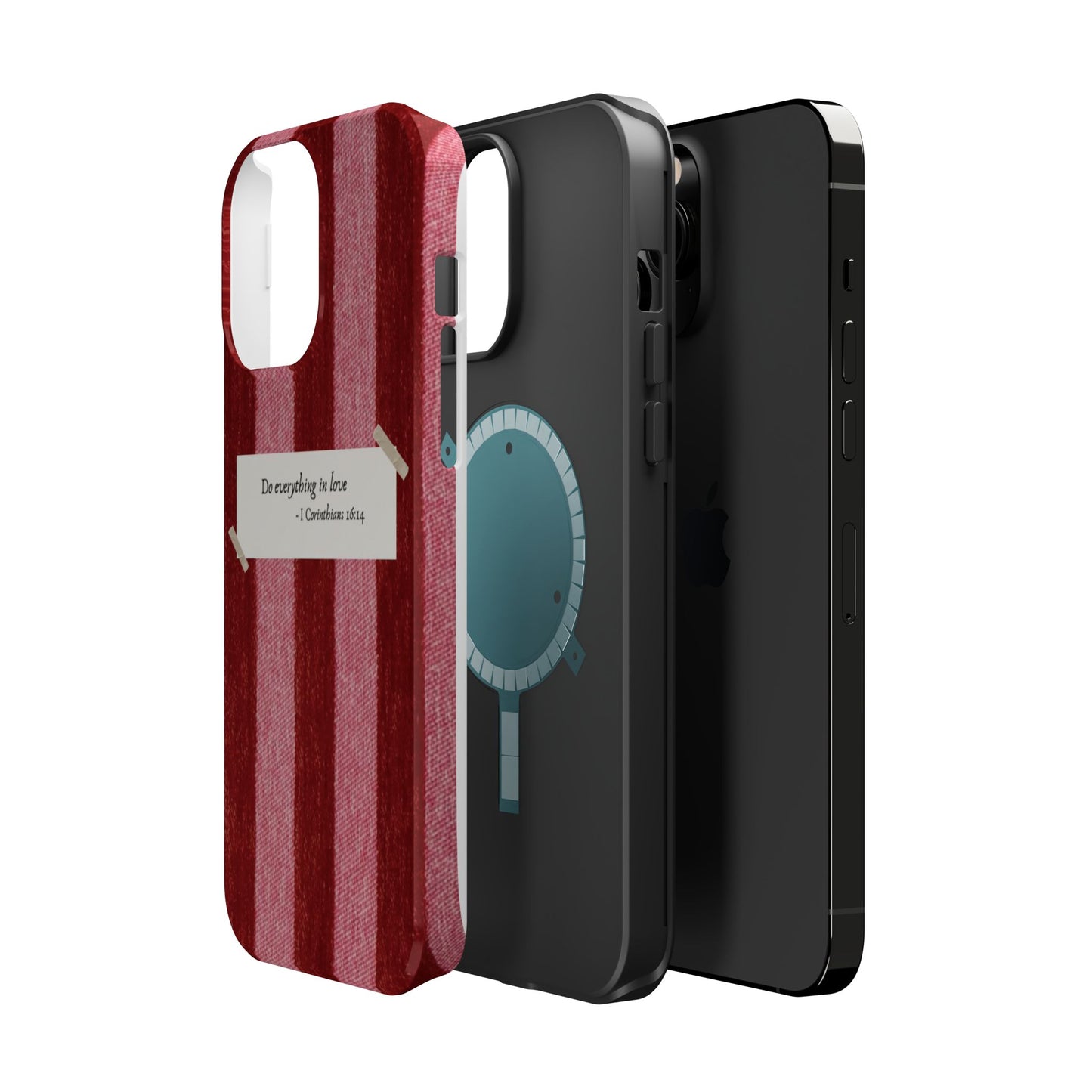 Christian Quote Red Stripe Phone Case — “Do everything in love” Magnetic Impact-Resistant Case
