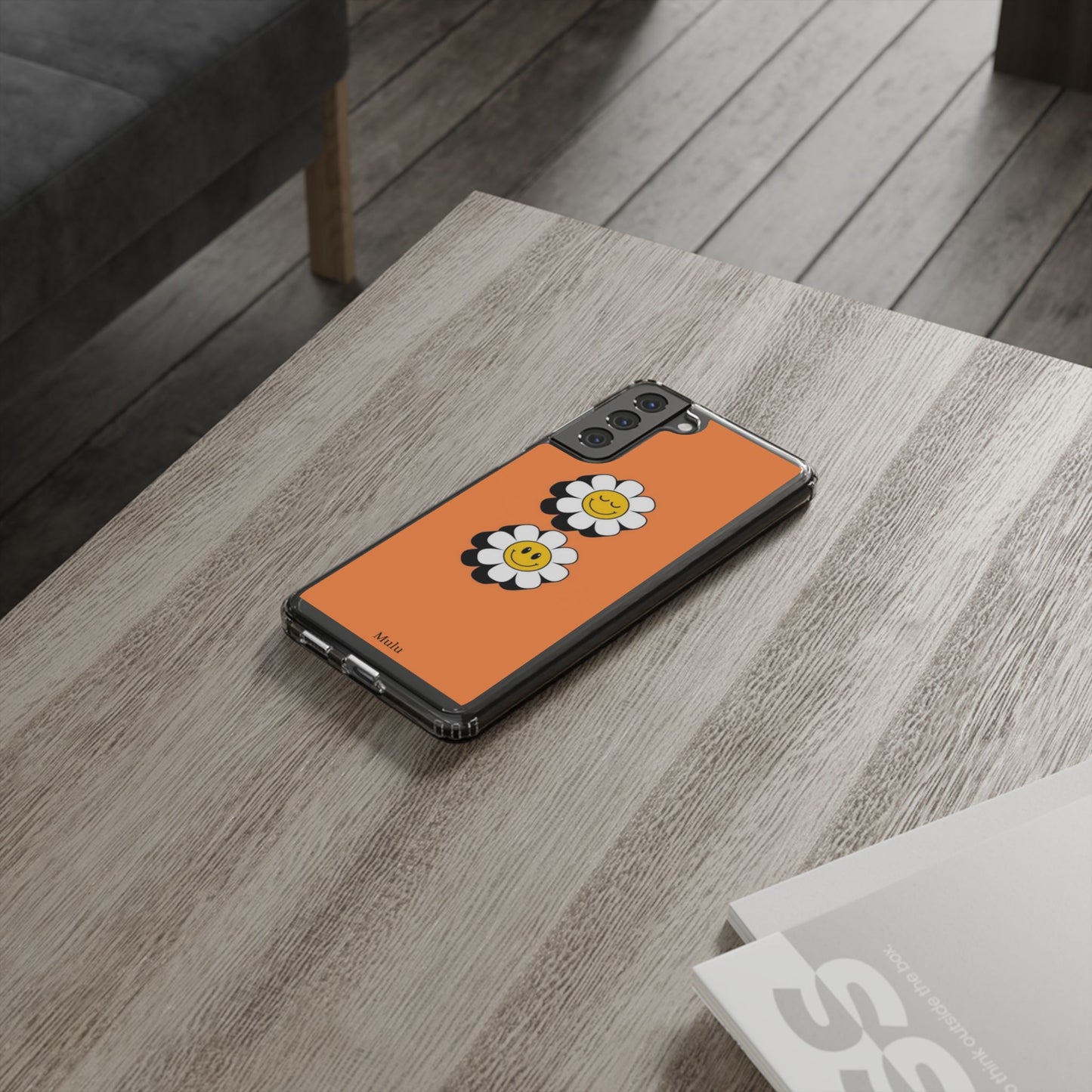 Phone Case — Orange Smiley Daisy Clear Impact‑Resistant Case