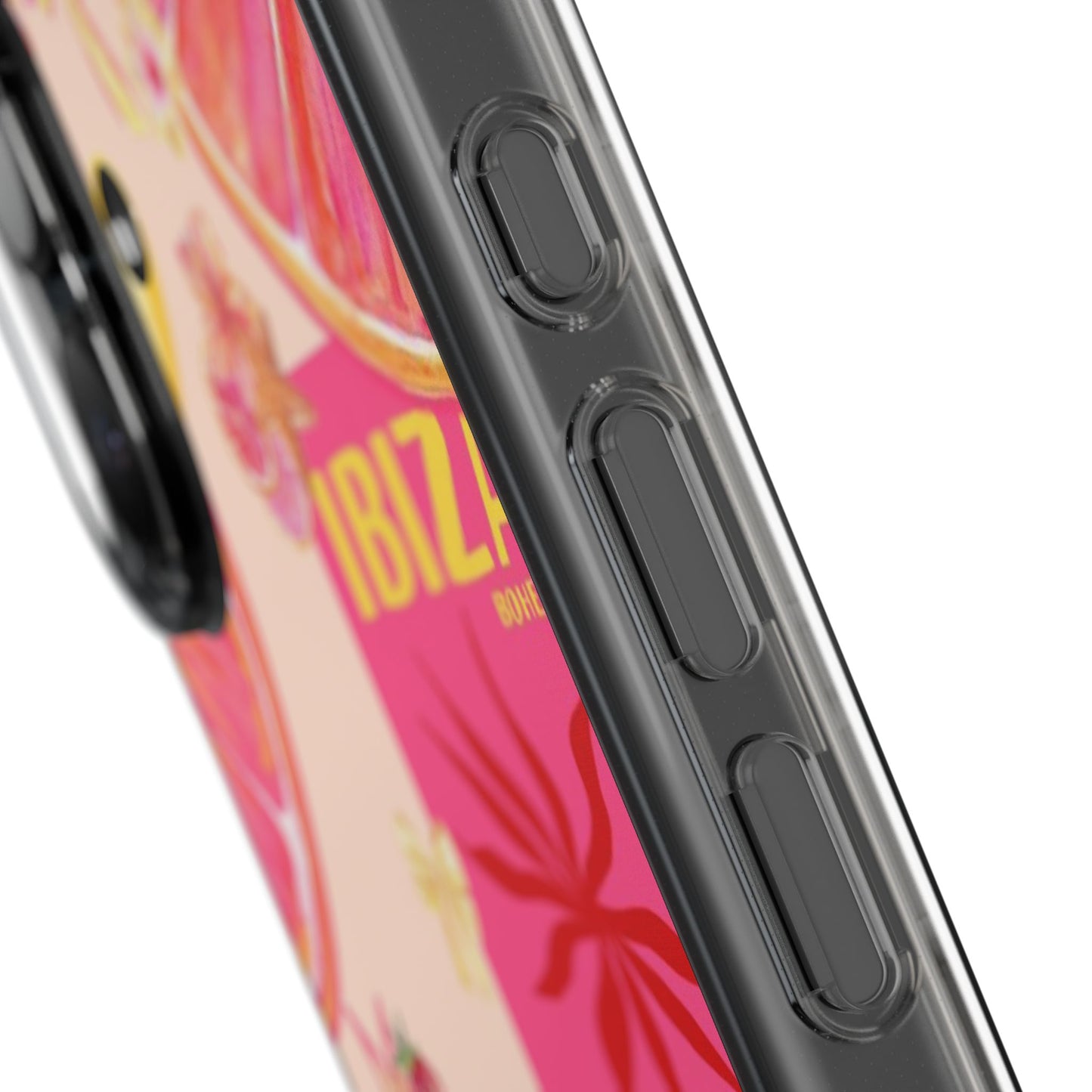 Clear Impact Phone Case — Pink Ibiza Citrus Floral Design