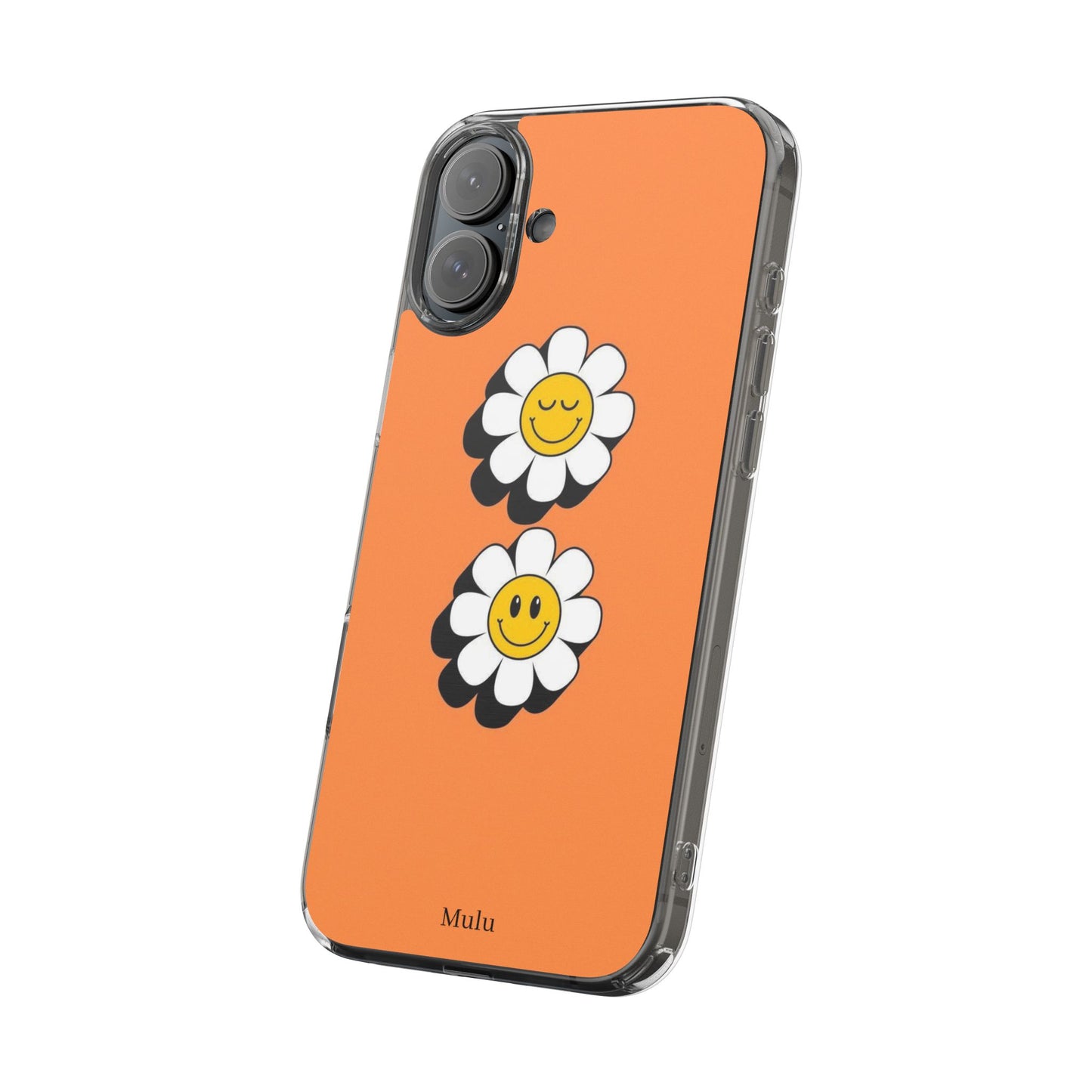 Phone Case — Orange Smiley Daisy Clear Impact‑Resistant Case