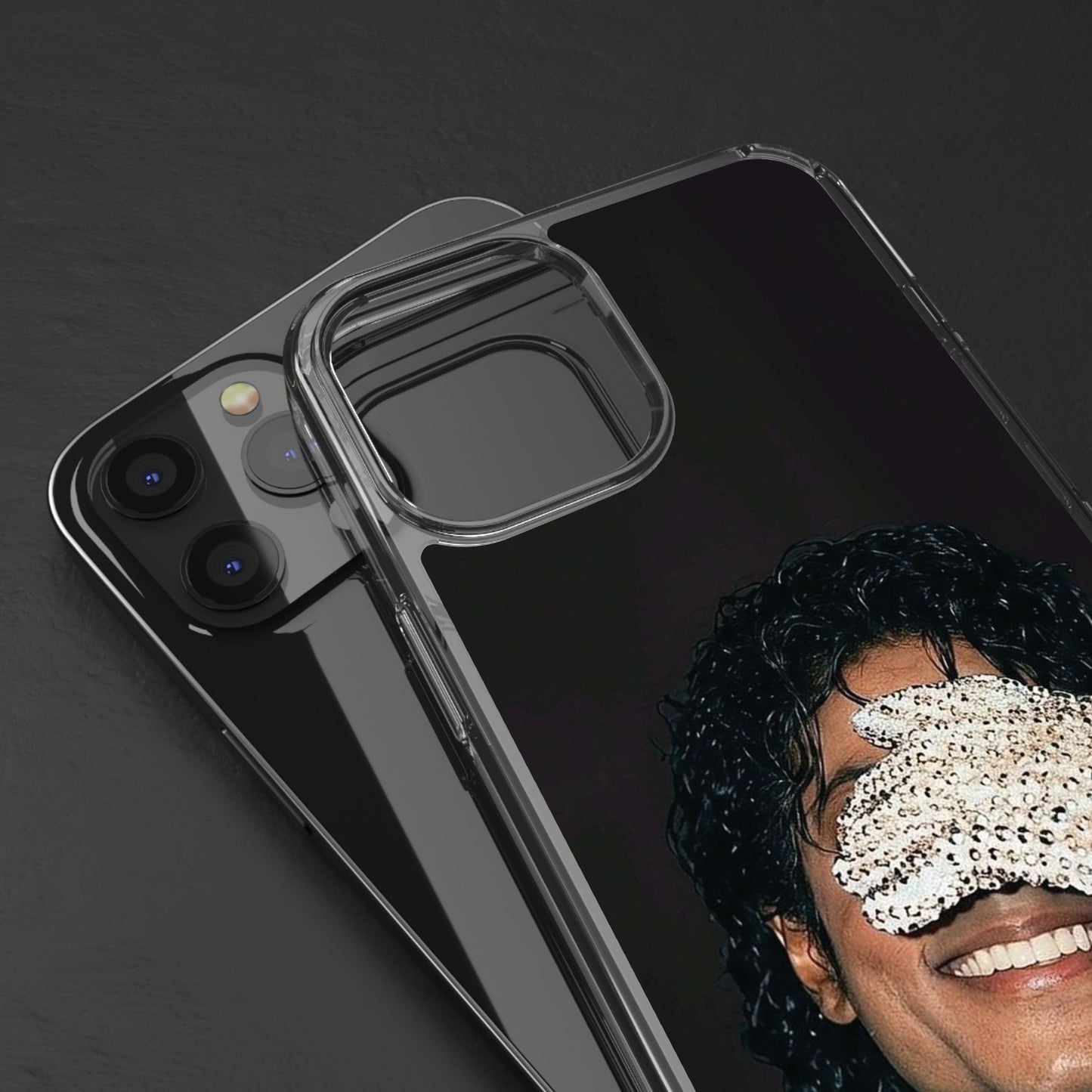 Michael Jackson Smiling Portrait Clear Phone Case — Retro Pop Icon Design