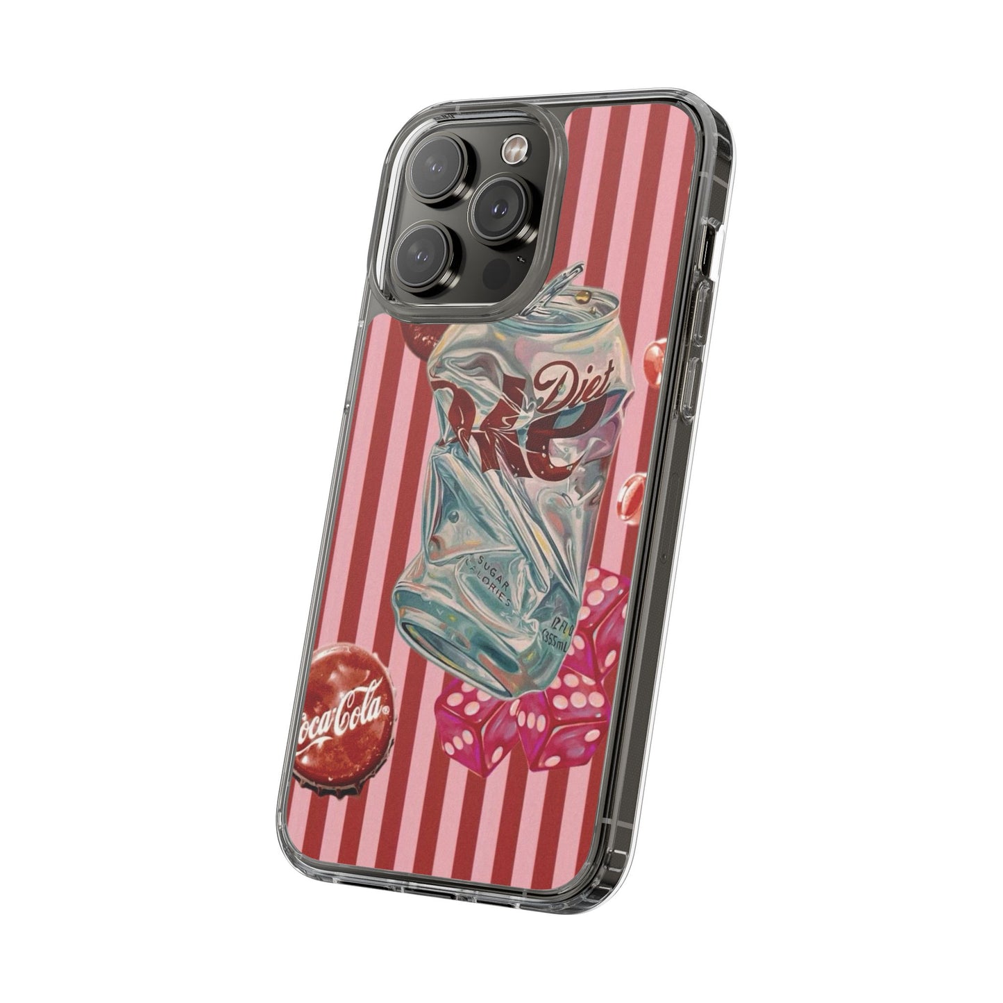 Diet Cola Crush Clear Phone Case – Retro Soda Pop Design
