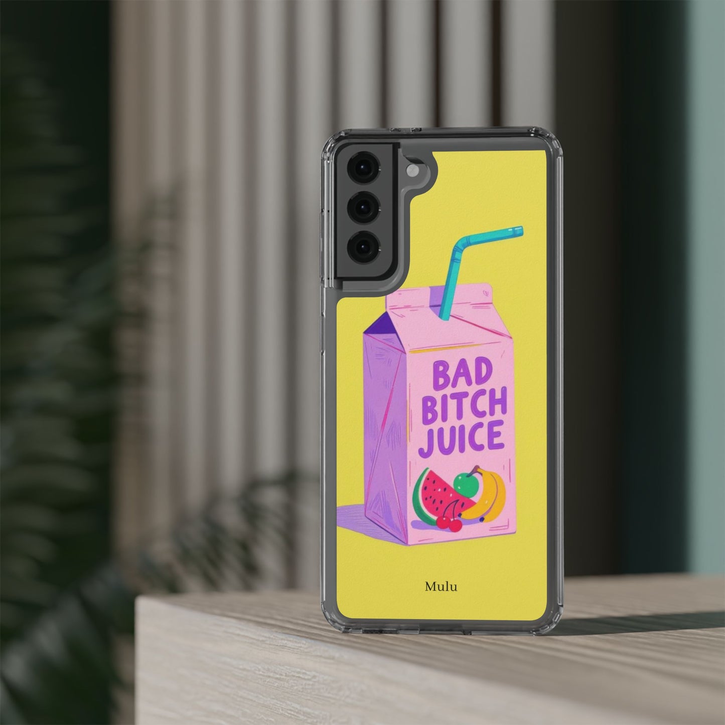Clear Impact-Resistant Phone Case — "Bad Bitch Juice" Cartoon Juice Box Design