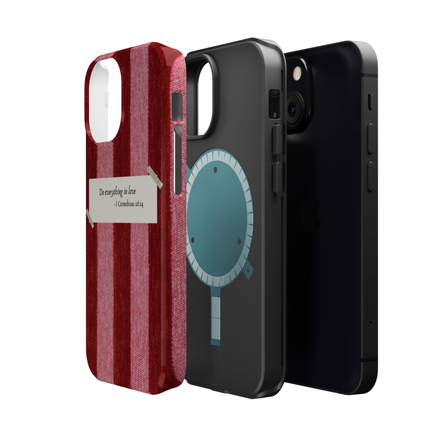 Christian Quote Red Stripe Phone Case — “Do everything in love” Magnetic Impact-Resistant Case