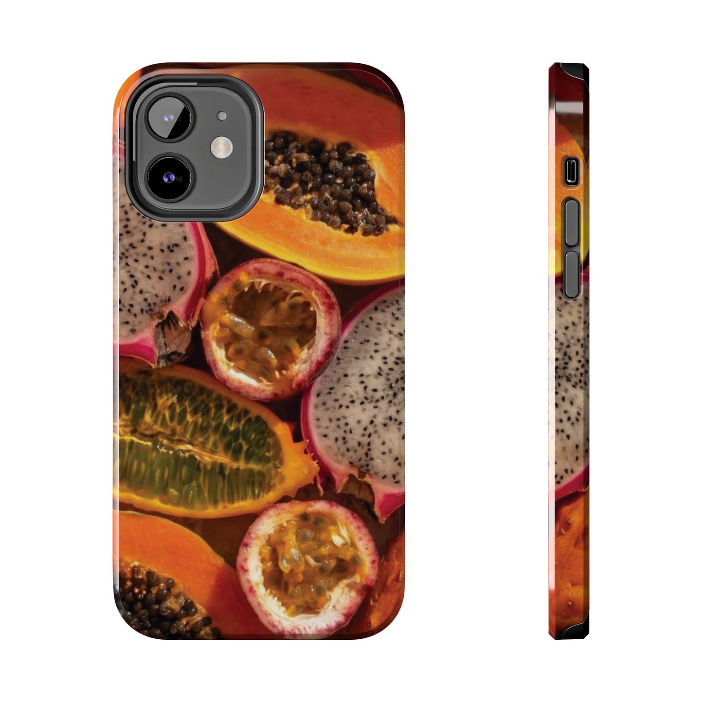 Tropical Fruit Tough Phone Case — Papaya & Dragon Fruit Design