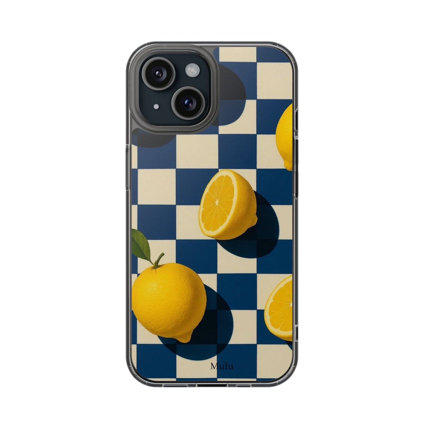 Clear Impact-Resistant Case — Retro Checkered Lemons Phone Case