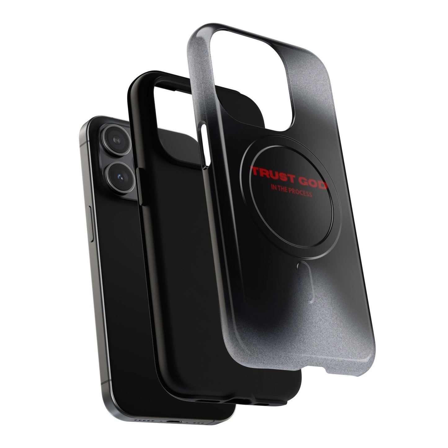 MagSafe Phone Case — "Trust God in the Process" Black Magnetic Tough Case