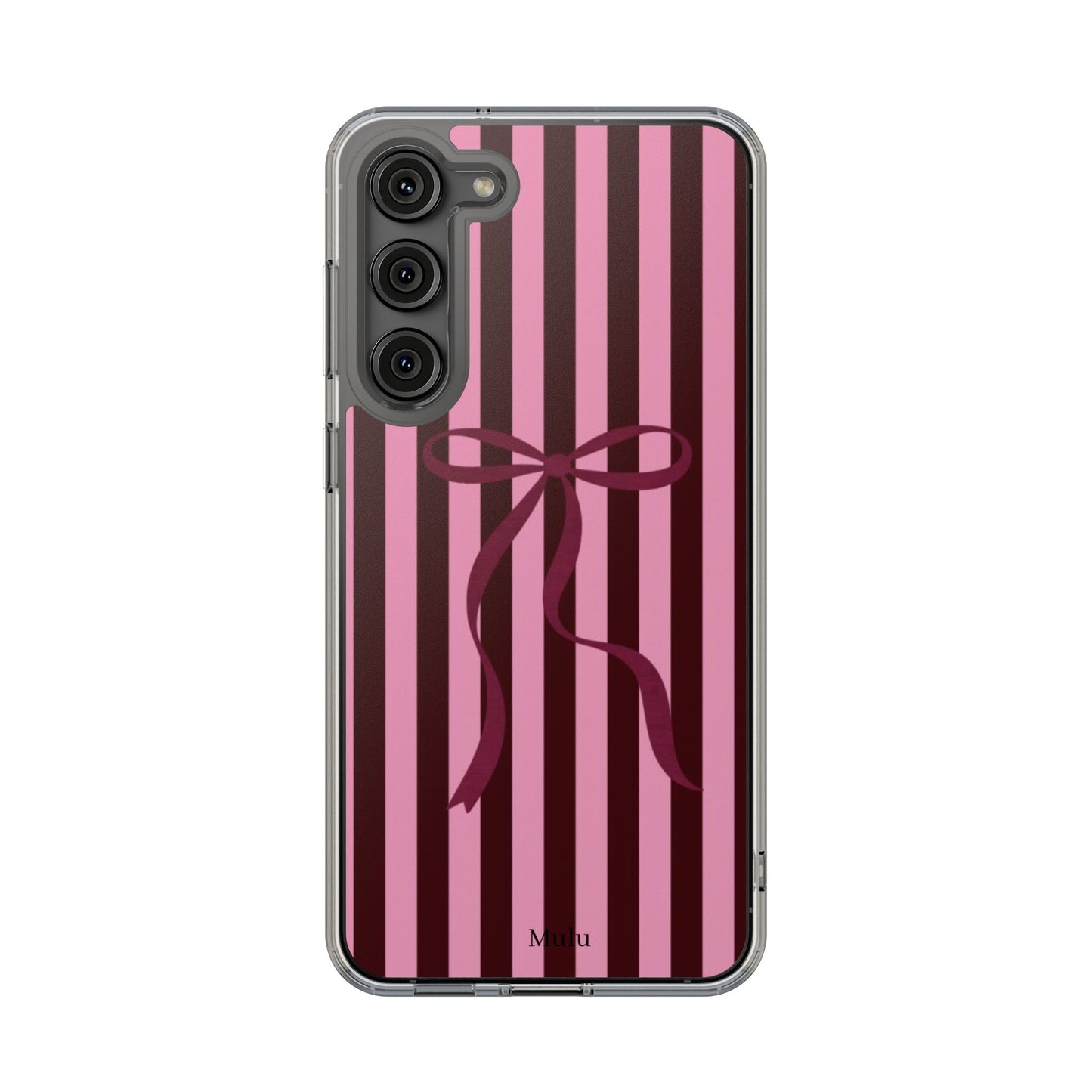 Pink Striped Ribbon Clear Impact-Resistant Phone Case