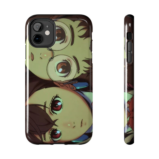 Anime Duo Tough Phone Case — Cute Chibi Sisters Protective Cover
