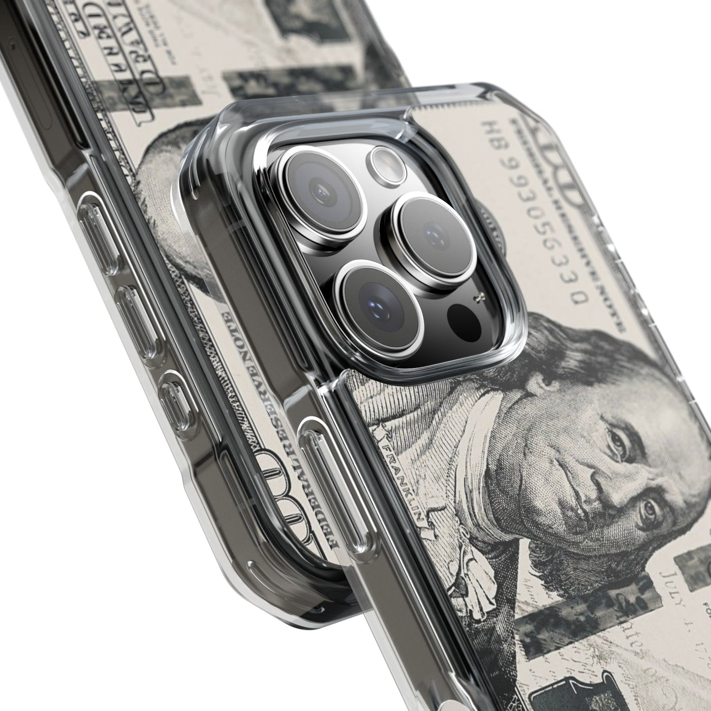 Clear Magnetic Phone Case — Hundred Dollar Bill Design