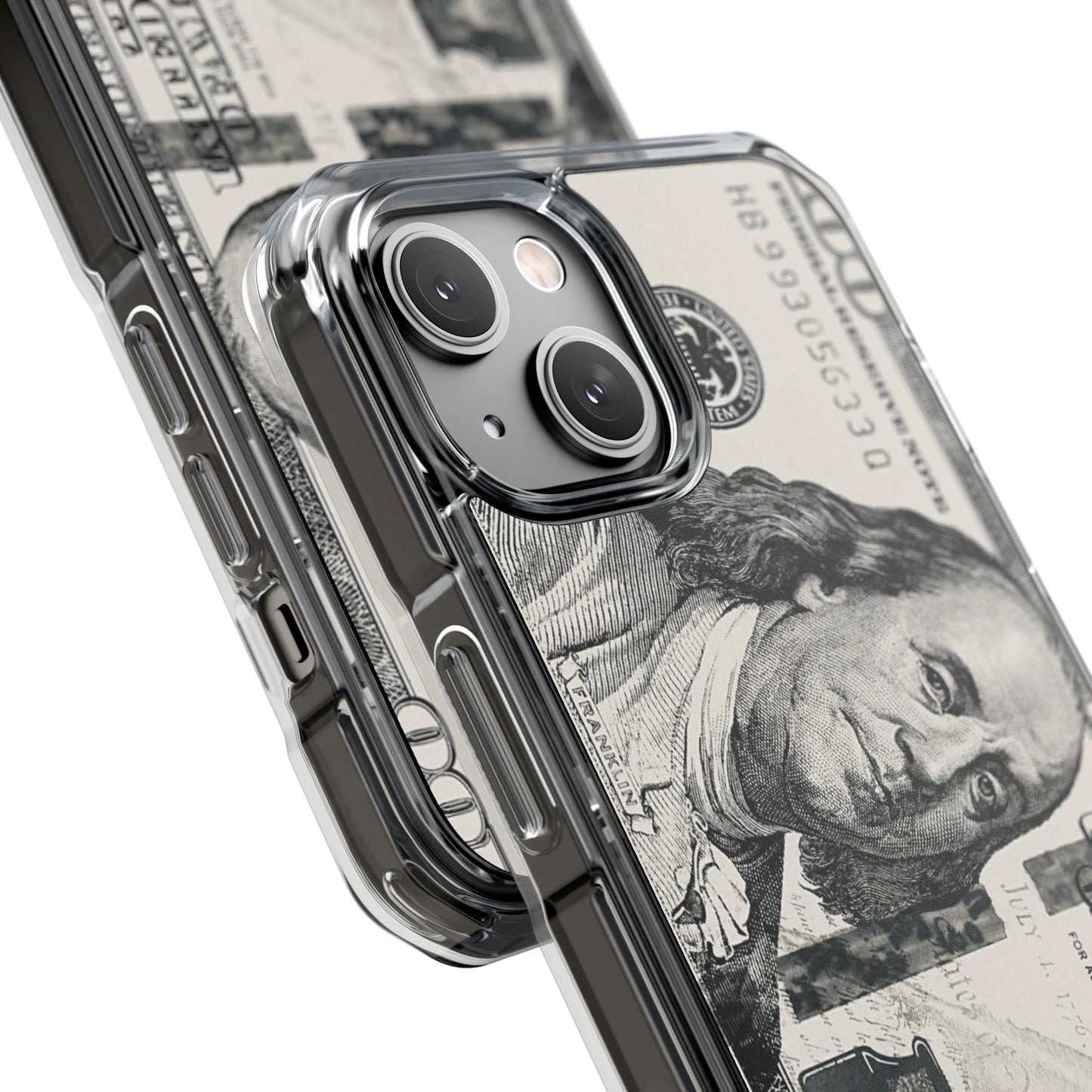 Clear Magnetic Phone Case — Hundred Dollar Bill Design