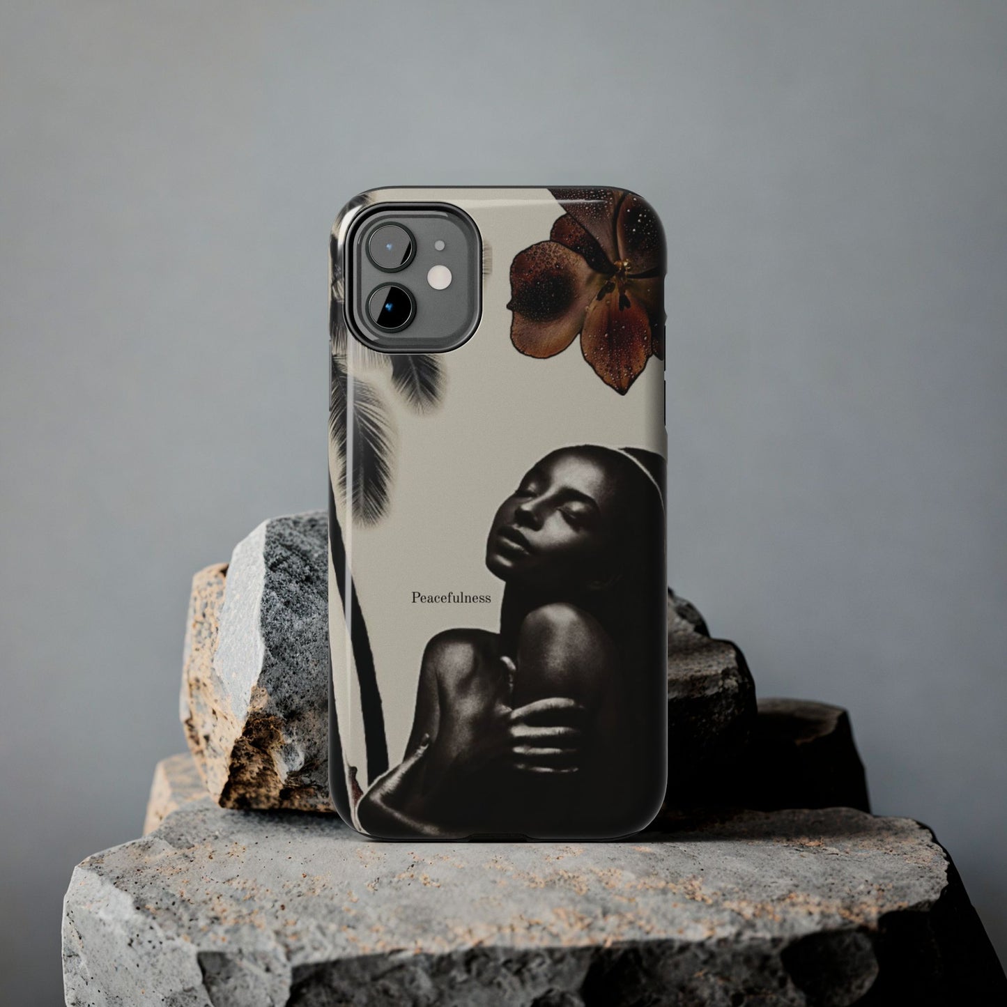 Tough Phone Case — "Peacefulness" Artistic Black Woman Floral Design