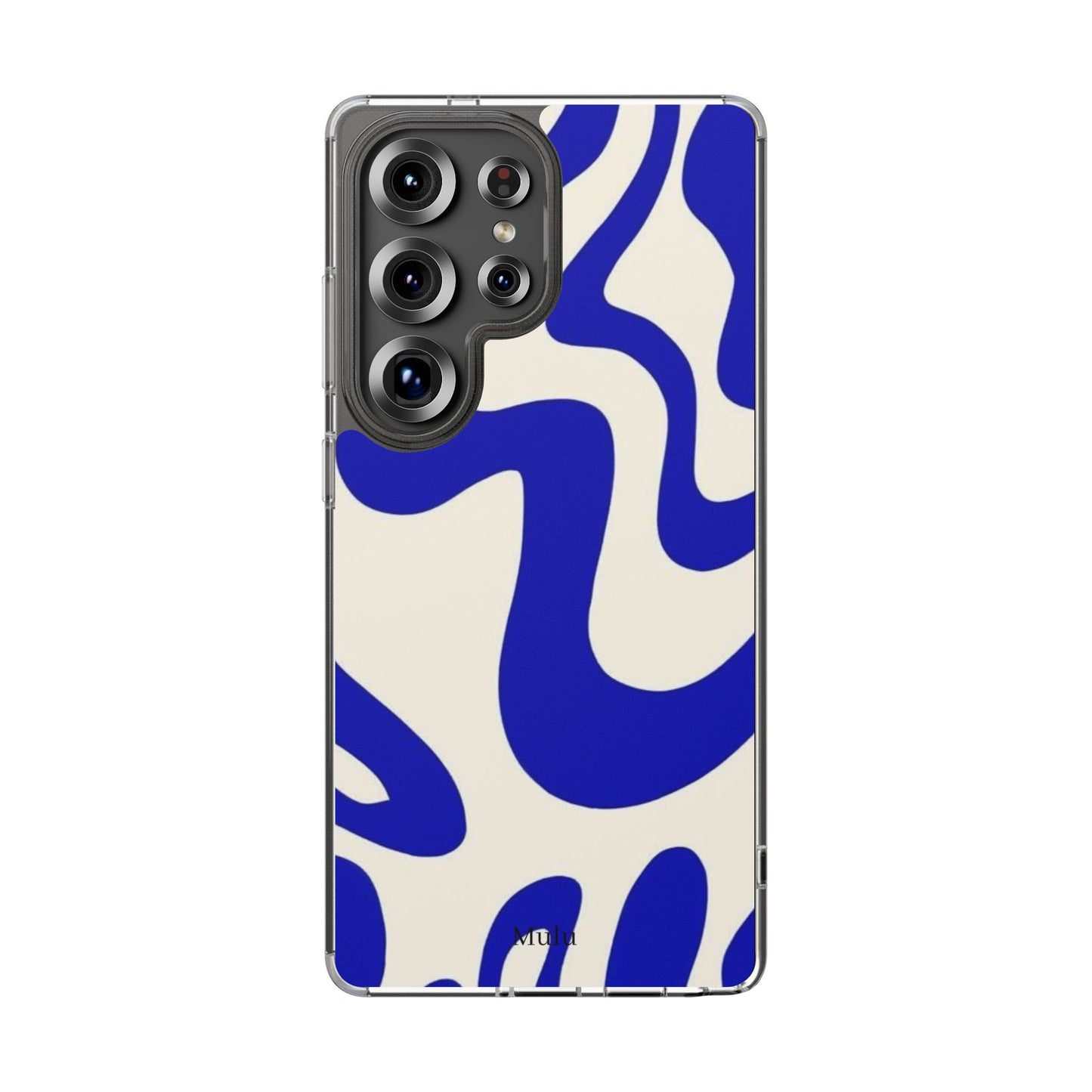 Clear Impact-Resistant Case — Blue Abstract Wavy Pattern