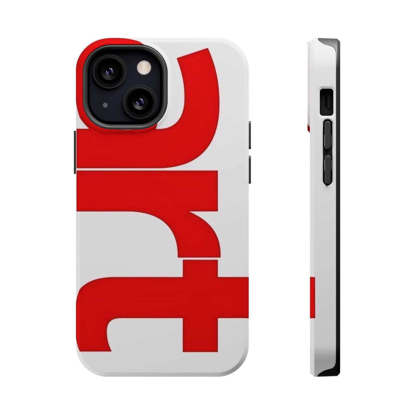 Magnetic Impact-Resistant Phone Case — Bold Red Typographic Design