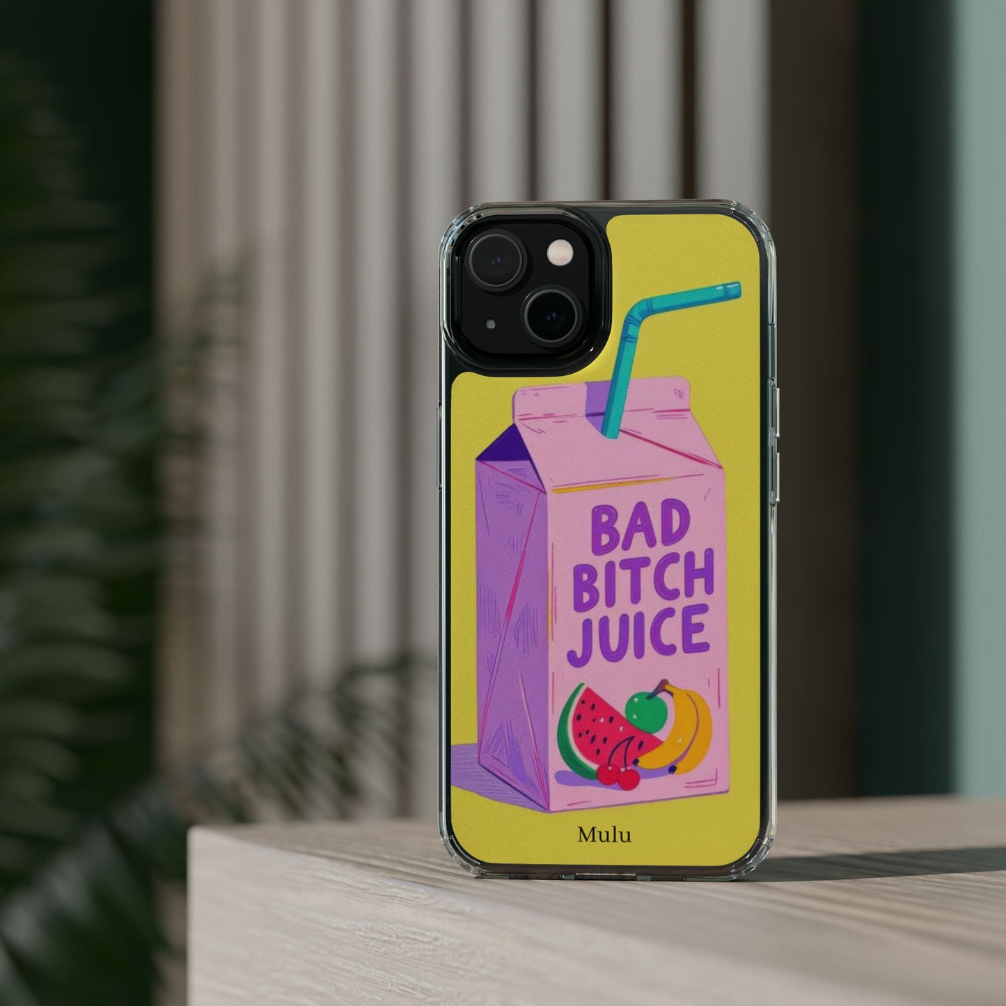 Clear Impact-Resistant Phone Case — "Bad Bitch Juice" Cartoon Juice Box Design