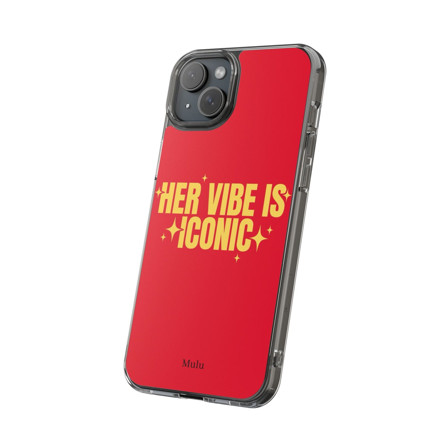 Clear Impact-Resistant Phone Case — "Her Vibe Is Iconic" Red Protective Cover