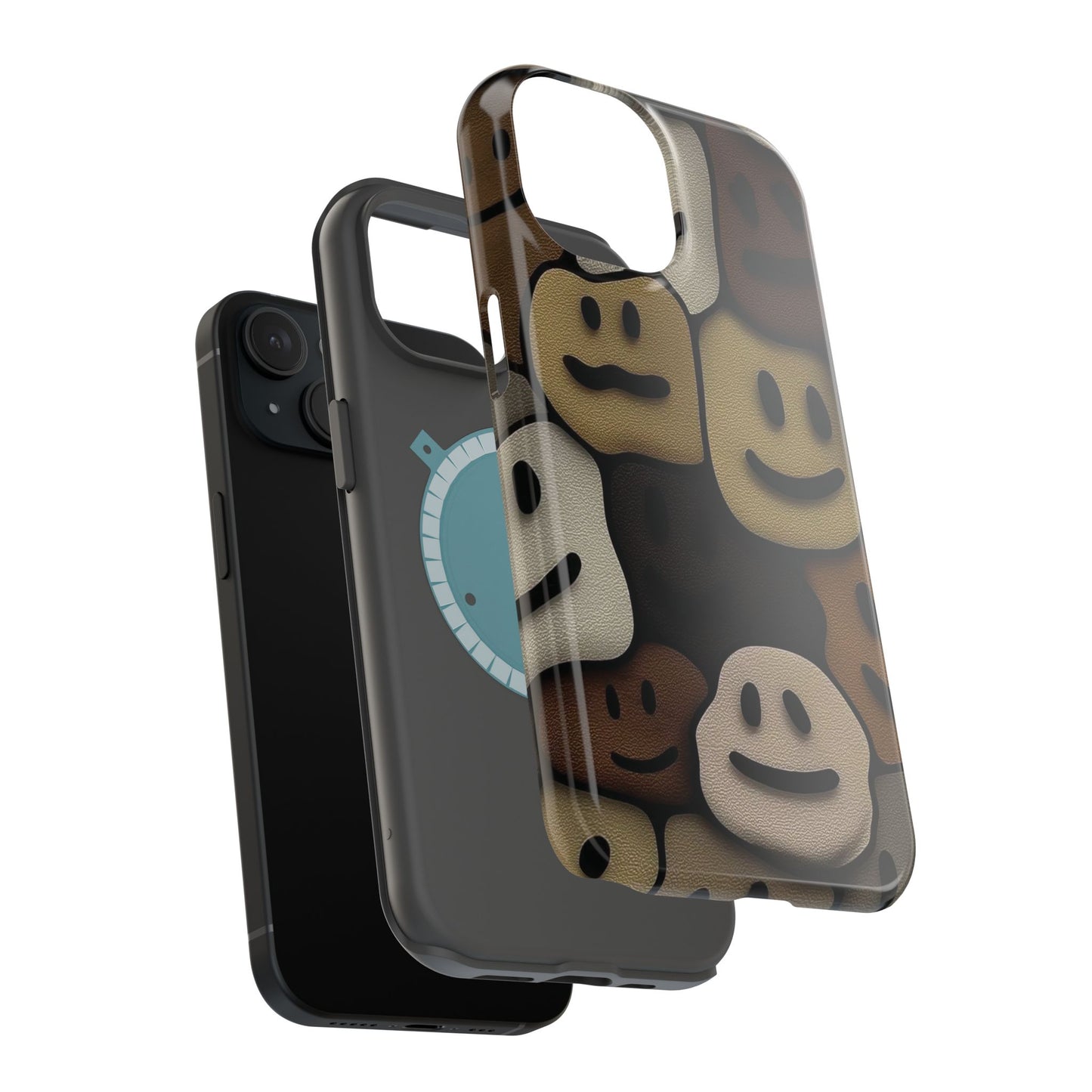 Magnetic Impact-Resistant Case — Brown Smiley Tile Phone Cover