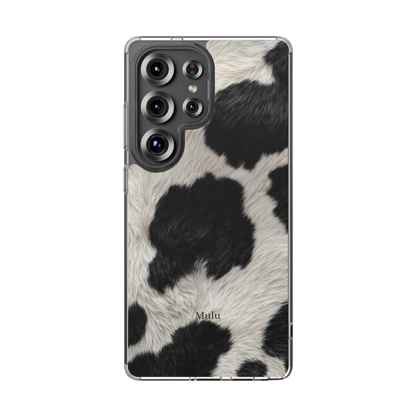 Cow Print Clear Impact Phone Case — Faux Fur Black & White Protection