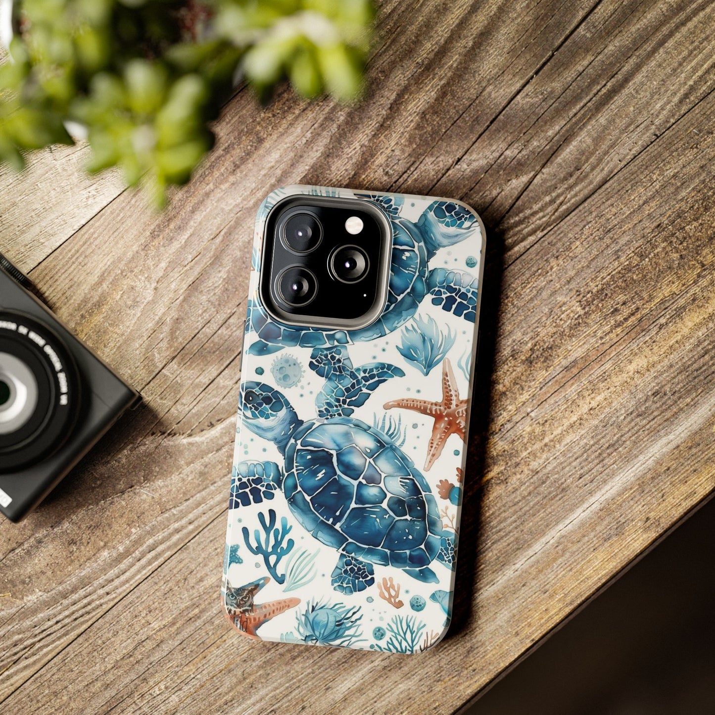 Sea Turtle Tough Phone Case — Blue Ocean Marine Life Protective Cover