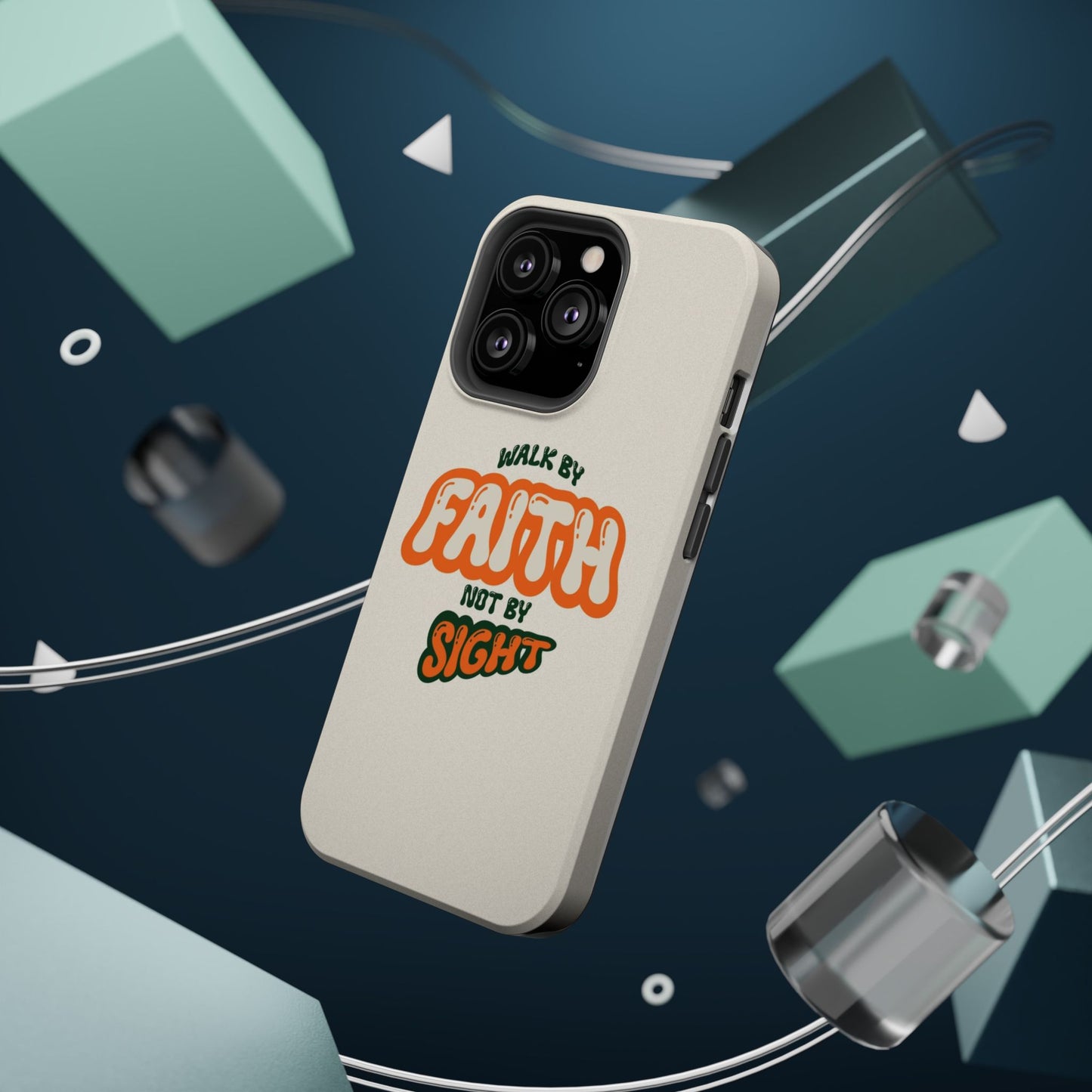 Magnetic Impact-Resistant Case — "Walk by Faith Not by Sight" Inspirational Phone Cover