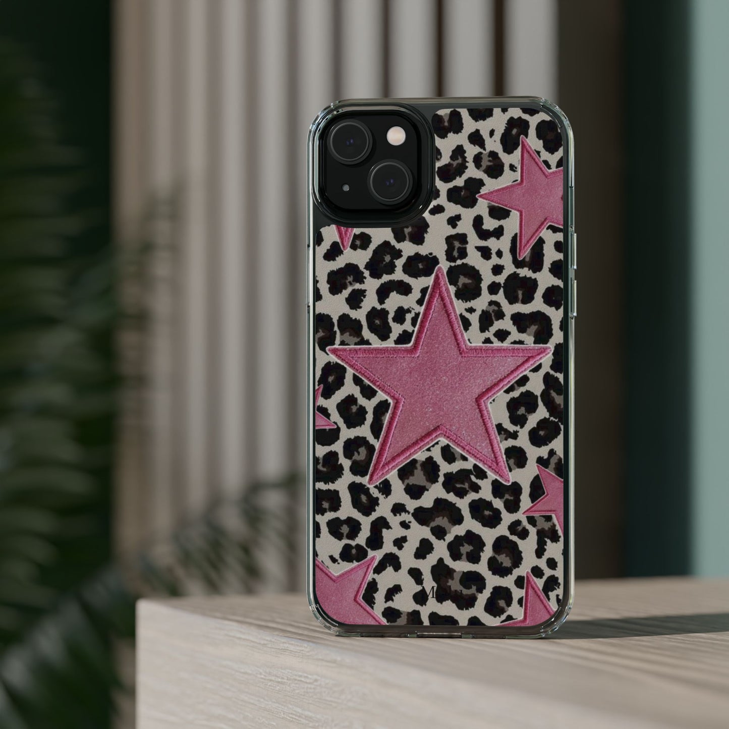 Pink Star Leopard Clear Impact Phone Case