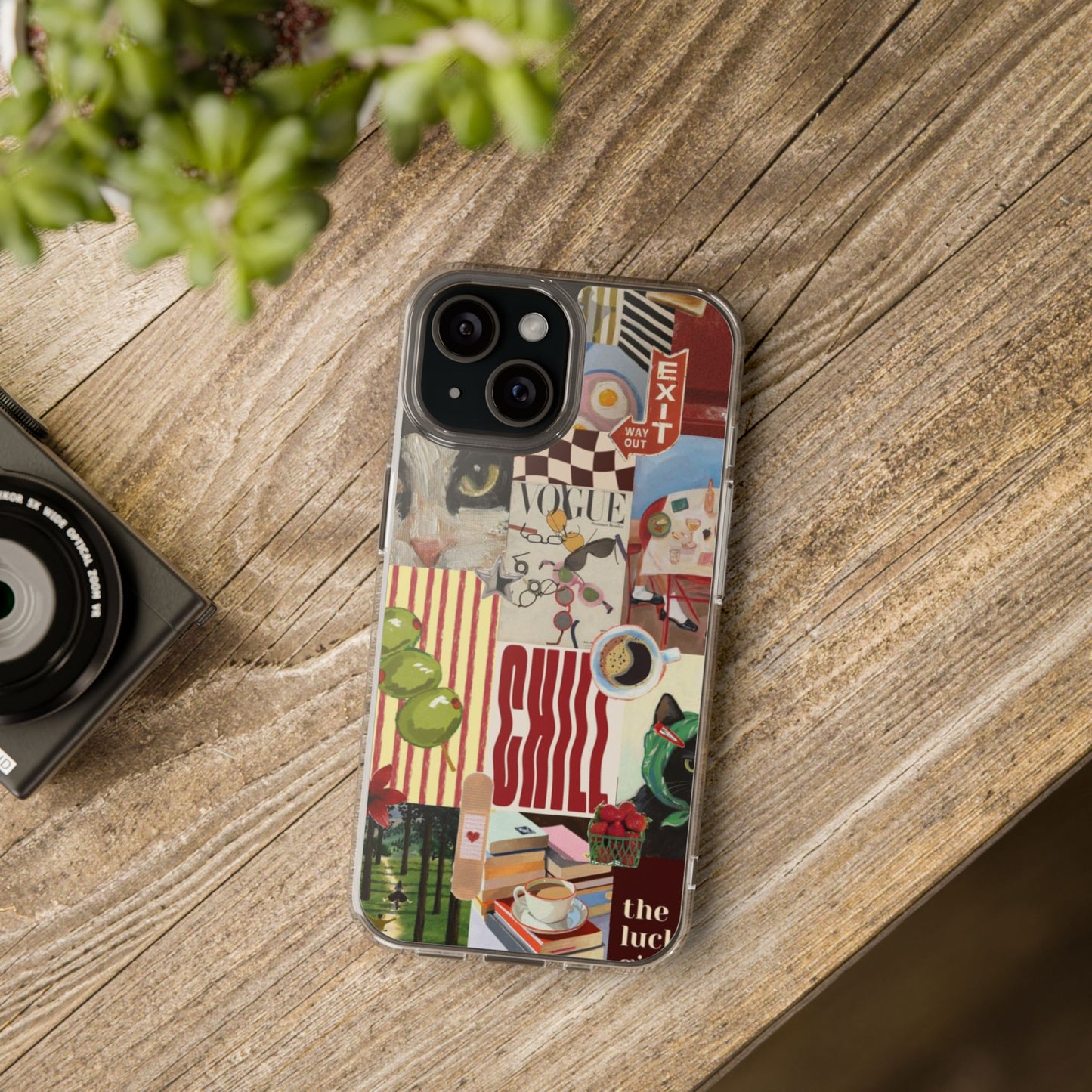 Collage Vintage Aesthetic Clear Impact-Resistant Phone Case