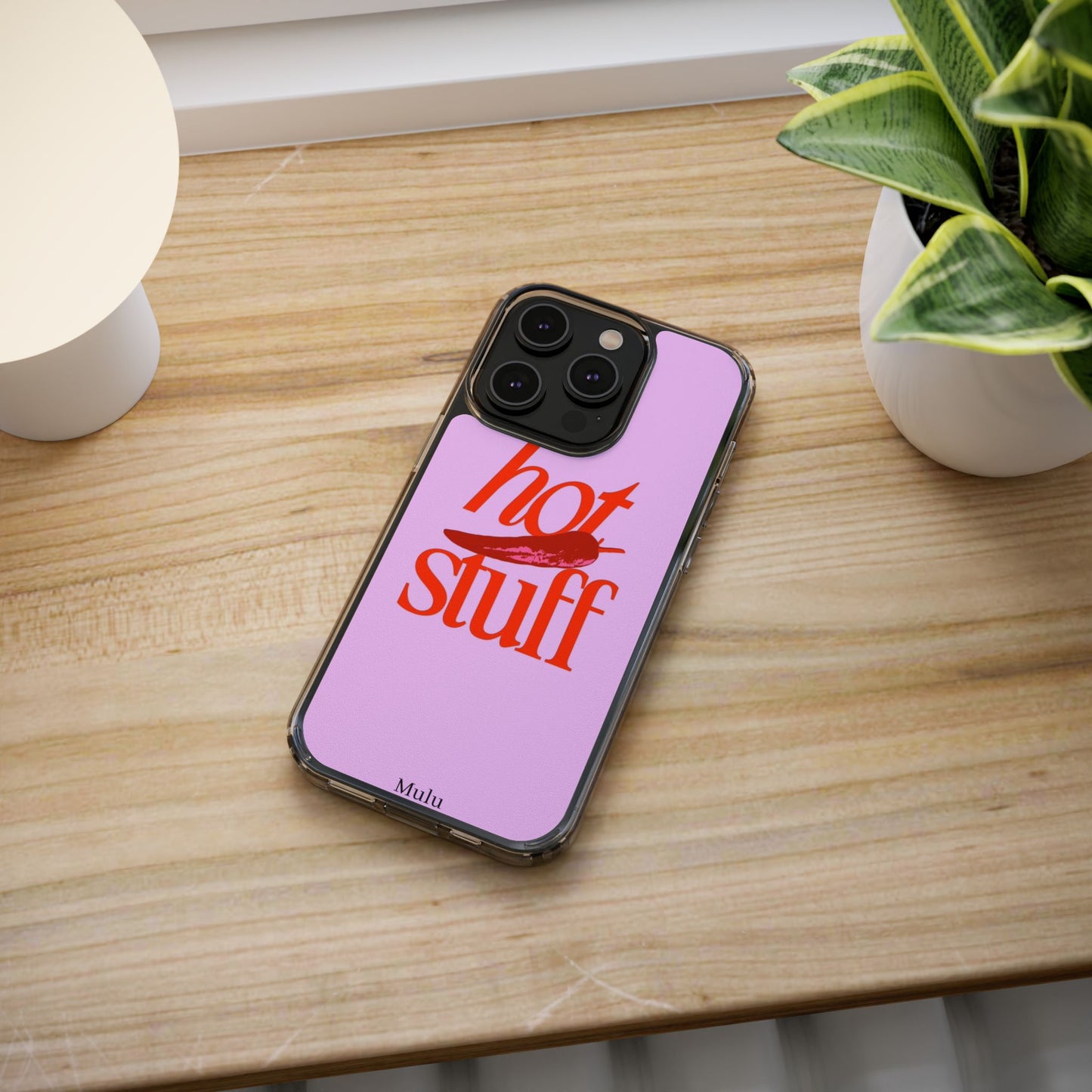 Hot Stuff Clear Impact Phone Case — Pink Retro Typography iPhone Cover