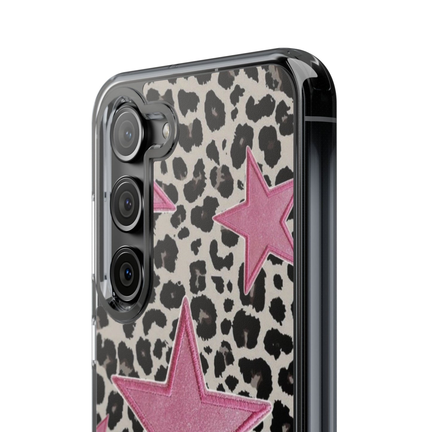 Pink Star Leopard Clear Impact Phone Case