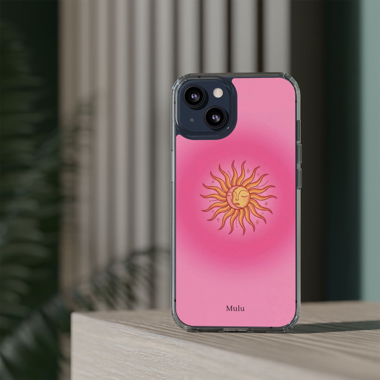 Pink Sun Phone Case — Radiant Sunburst Impact-Resistant Clear Case