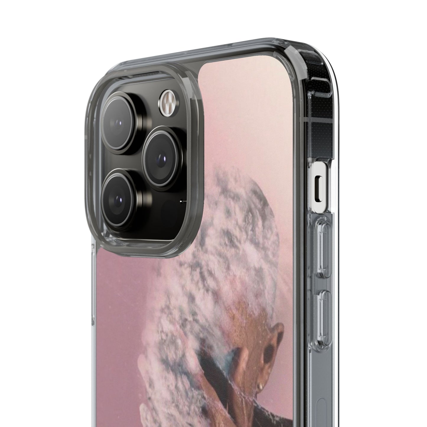 Clear Phone Case — Pink Floral Smoke Art iPhone Case